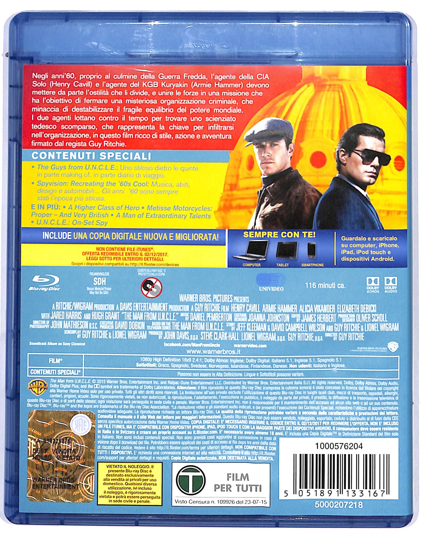 EBOND Operazione U.N.C.L.E BLURAY + COPIA DIGITALE BLURAY D804654