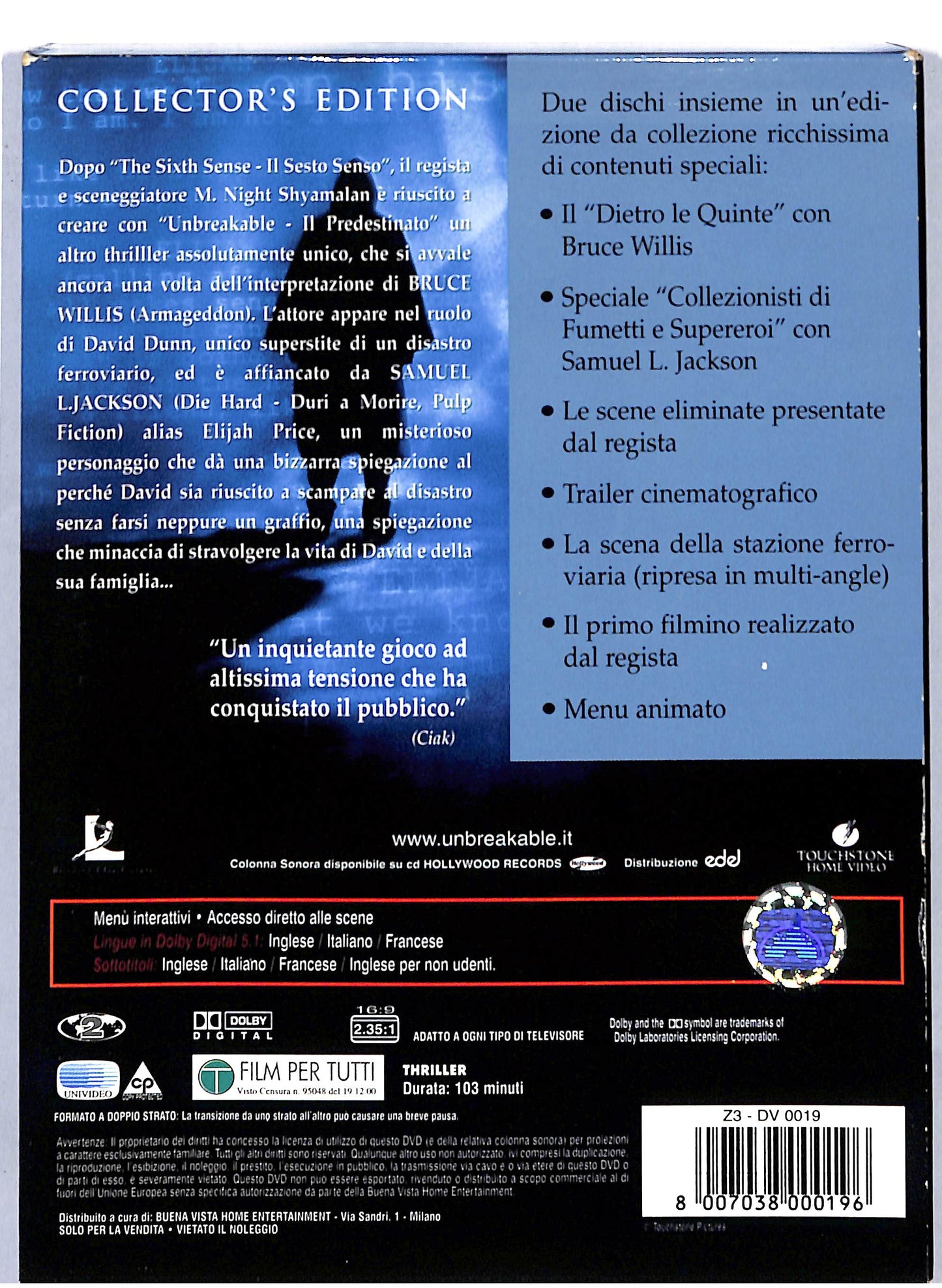 EBOND Unbreakable - il predestinato  DIGIPACK DVD D806446