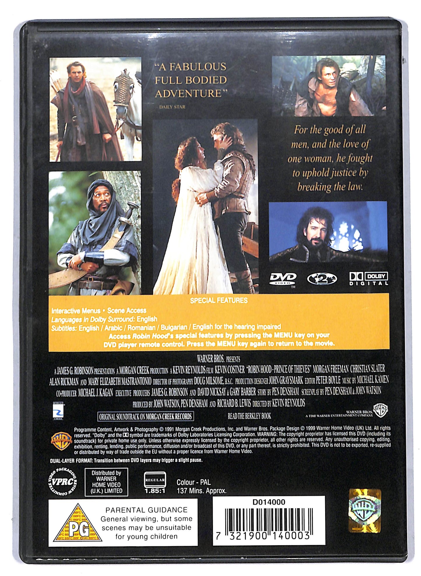 EBOND Robin Hood  Prince of Thieves (NO ITA) UK Editon DVD D806625
