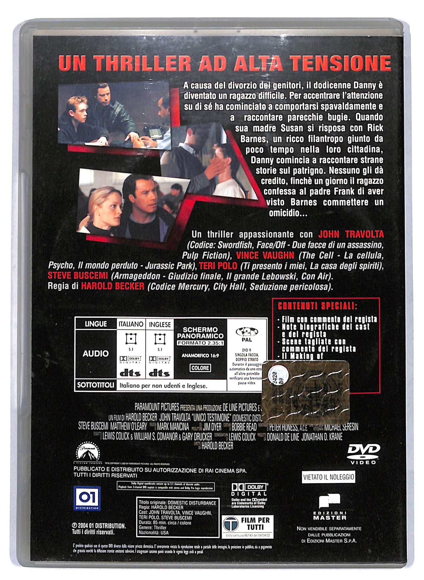 EBOND Unico testimone EDITORIALE DVD D808732