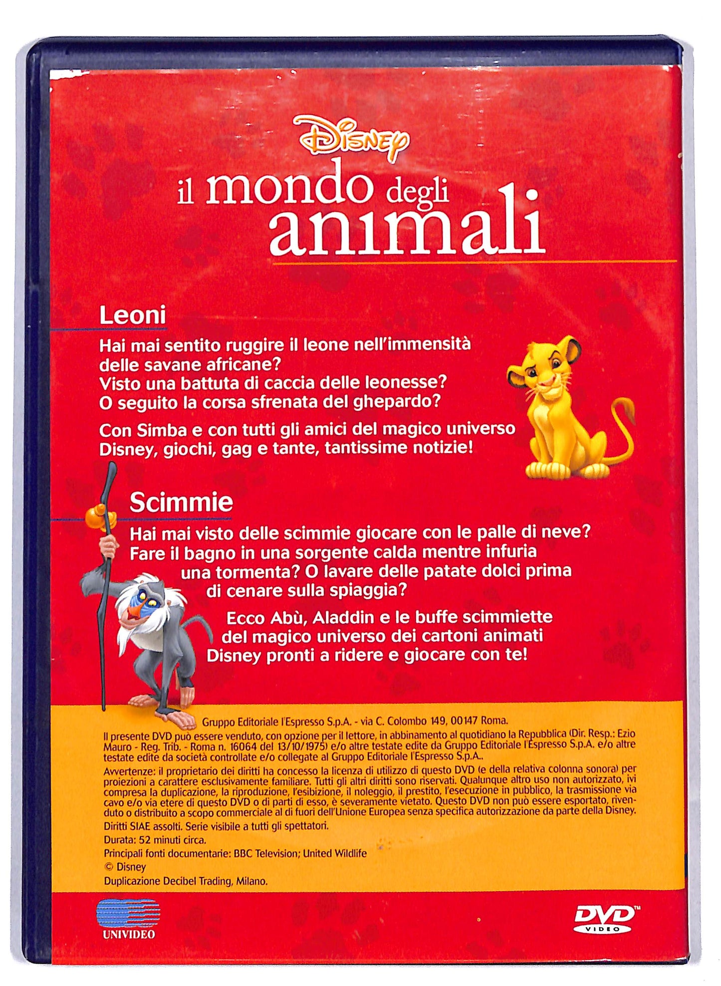 EBOND Il mondo degli animali - Leoni e Scimmie VOL1 EDITORIALE DVD D809829