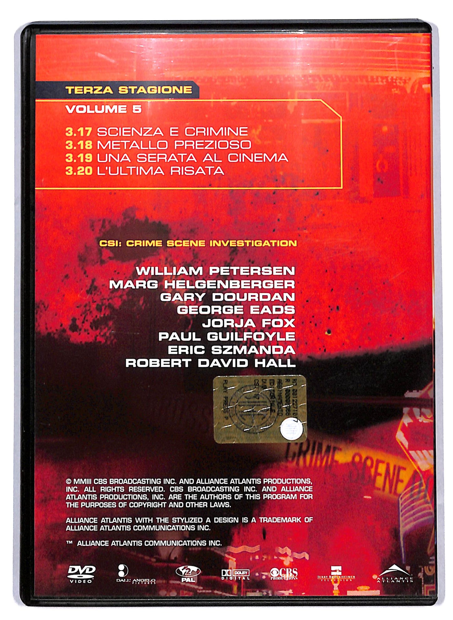 EBOND CSI - 3° stagione Volume 5 EDITORIALE DVD D809909