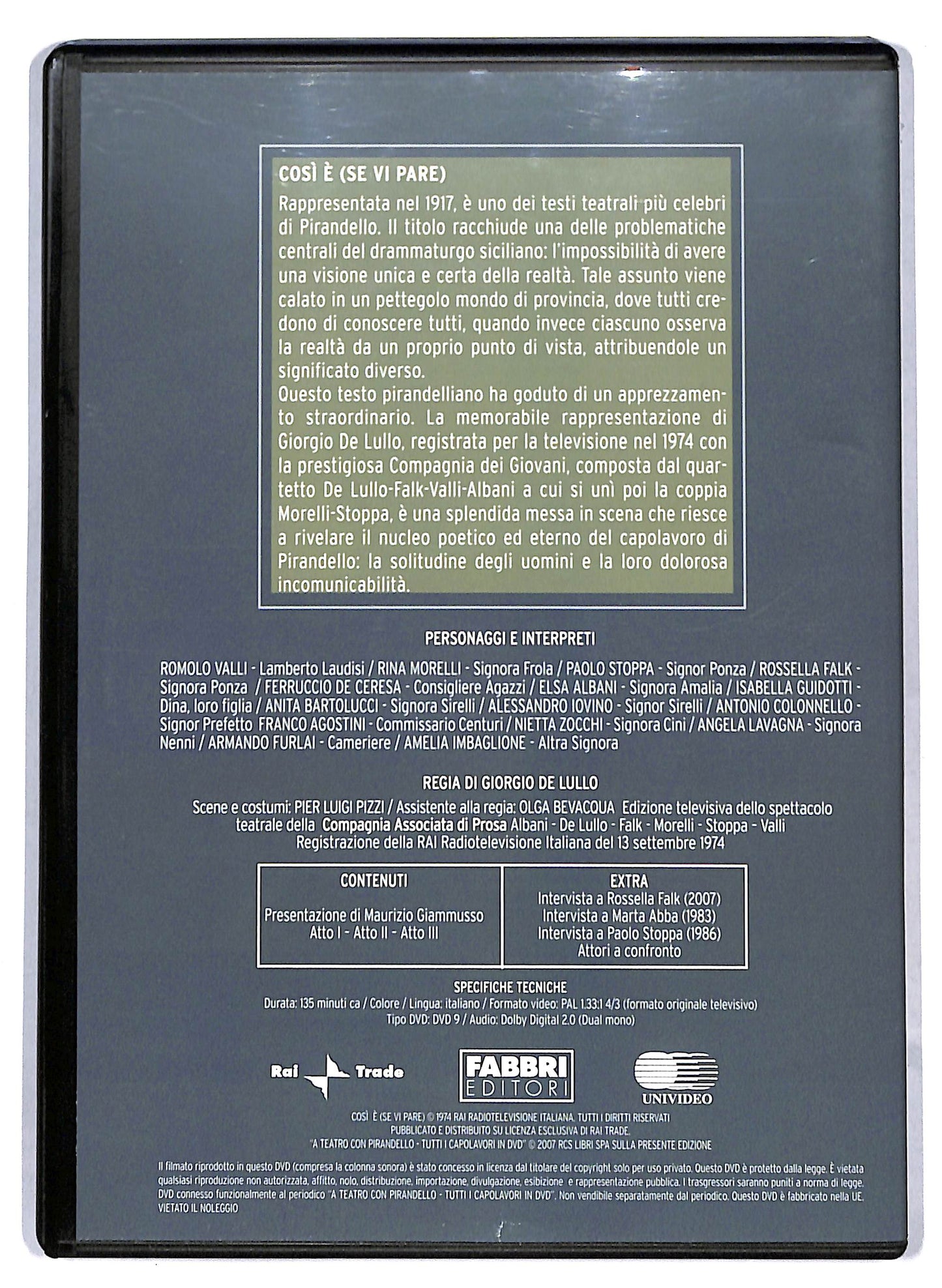 EBOND Cosi e se vi pare EDITORIALE DVD D811909