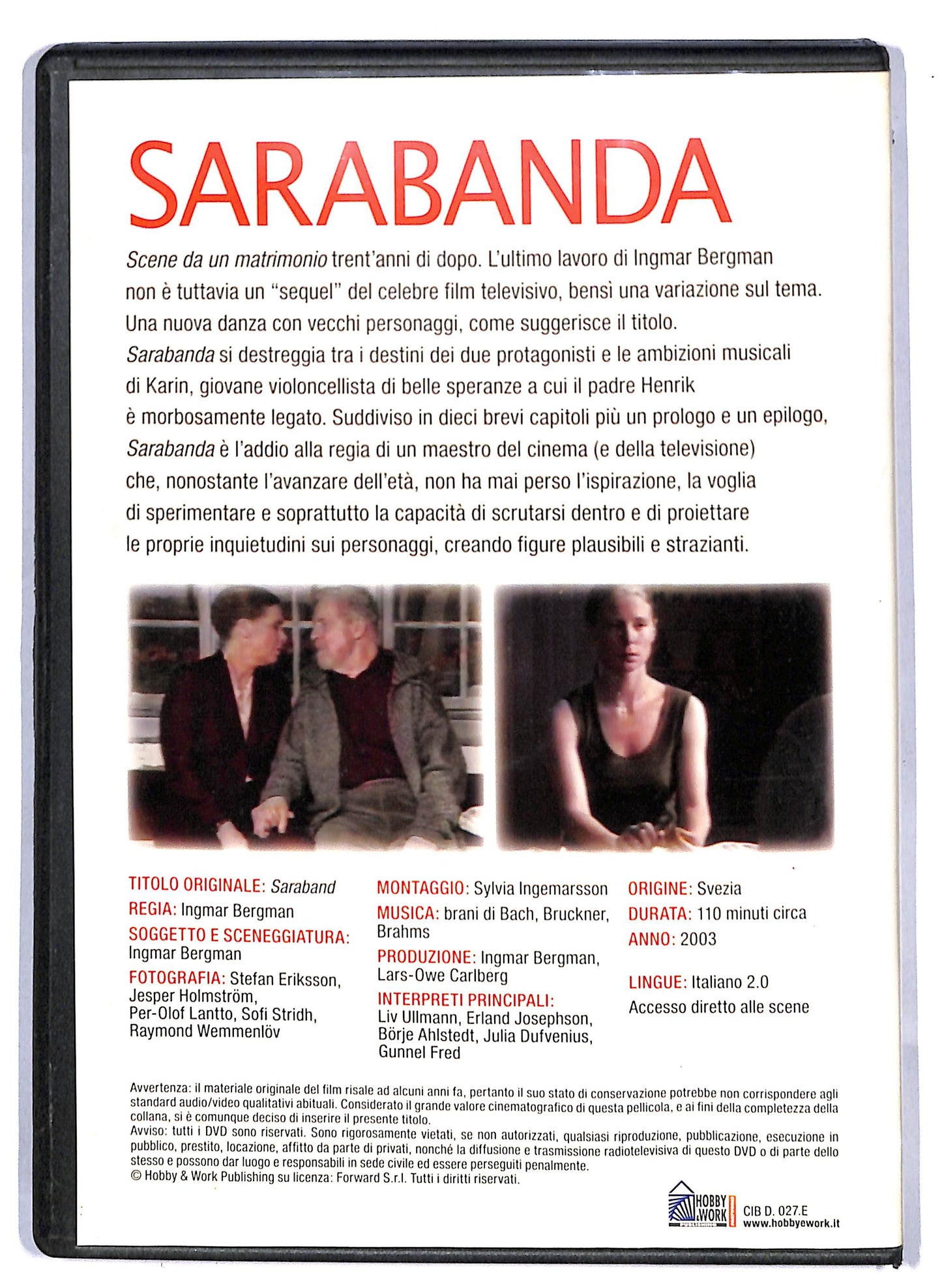 EBOND Sarabanda di Ingmar Bergman EDITORIALE DVD D813109
