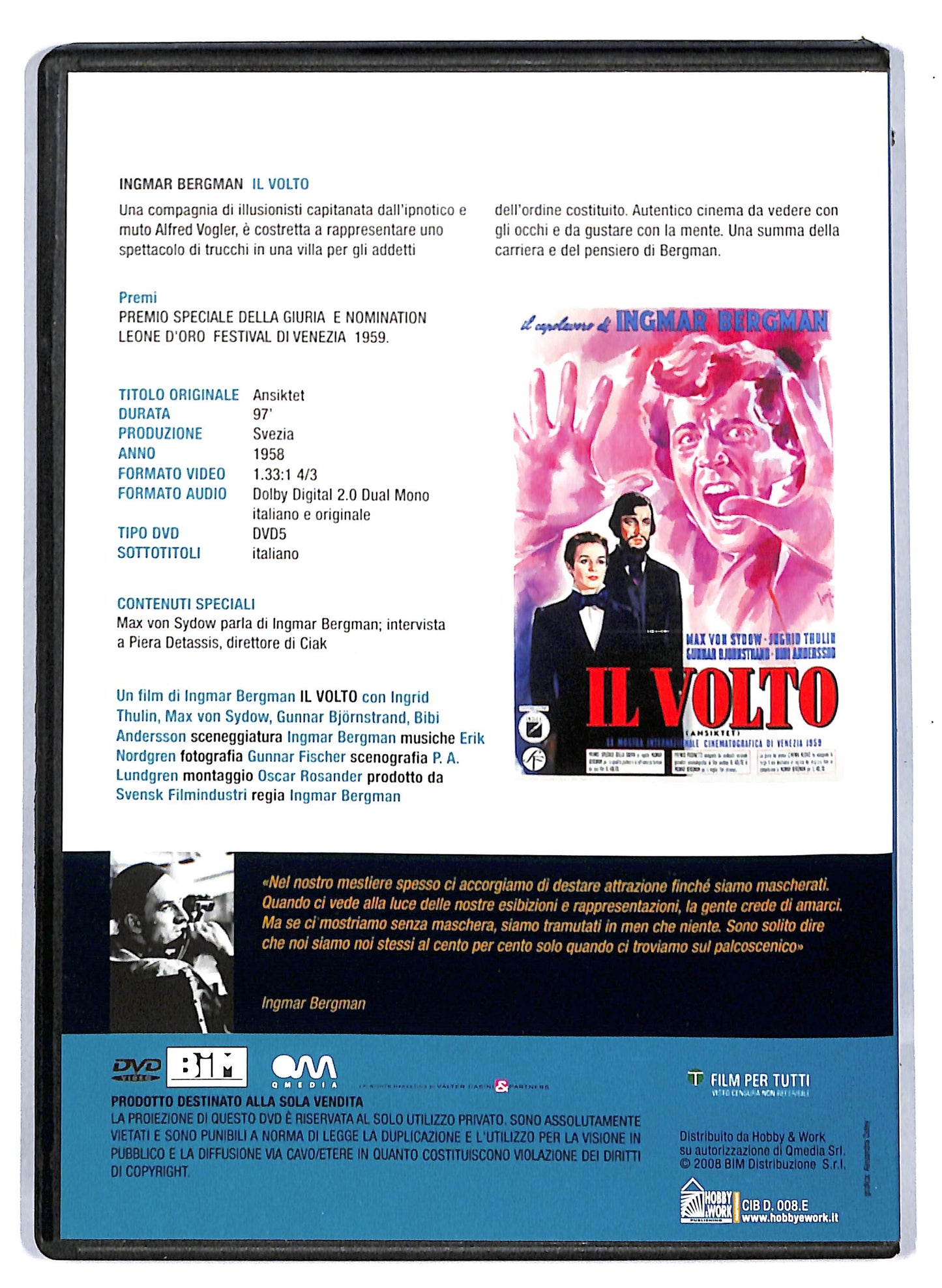 EBOND Il volto - Ingmar Bergman EDITORIALE DVD D813142