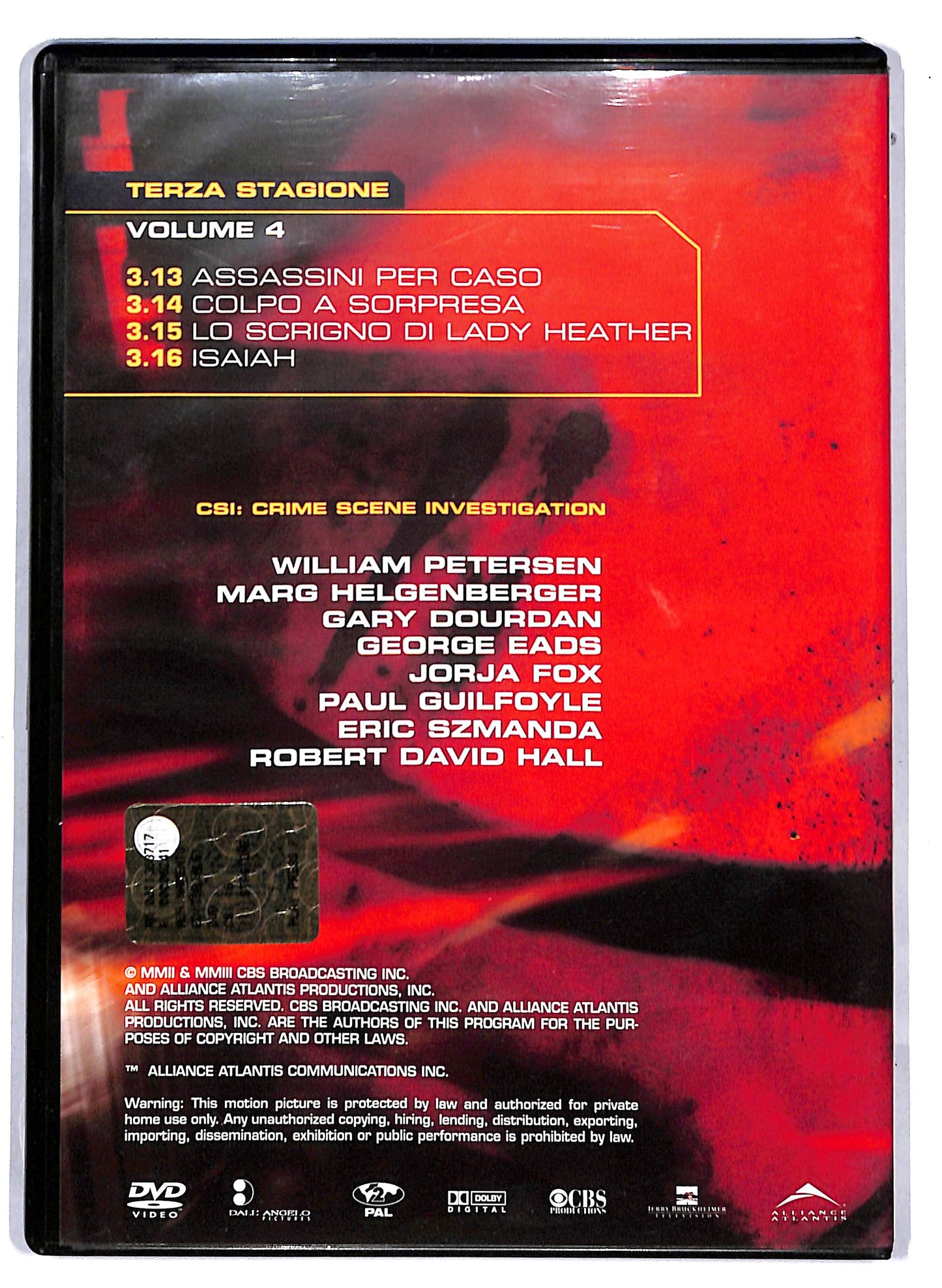 EBOND CSI - Terza stagione Vol. 4 Episodi 3.13 - 3.16 EDITORIALE DVD D813421