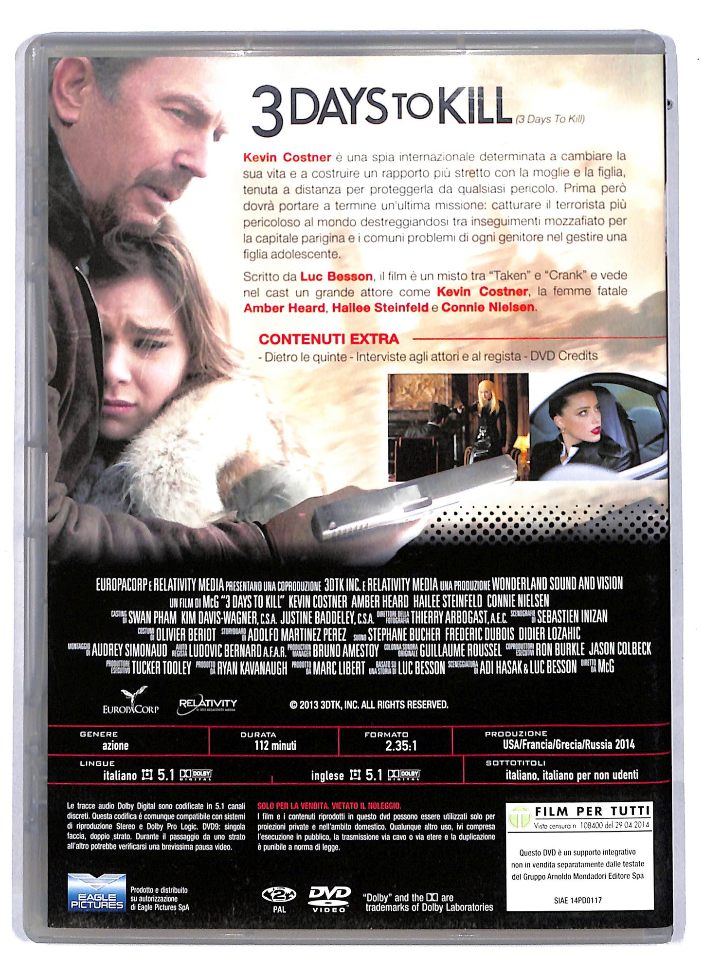 EBOND 3 Days to Kill EDITORIALE DVD D813425