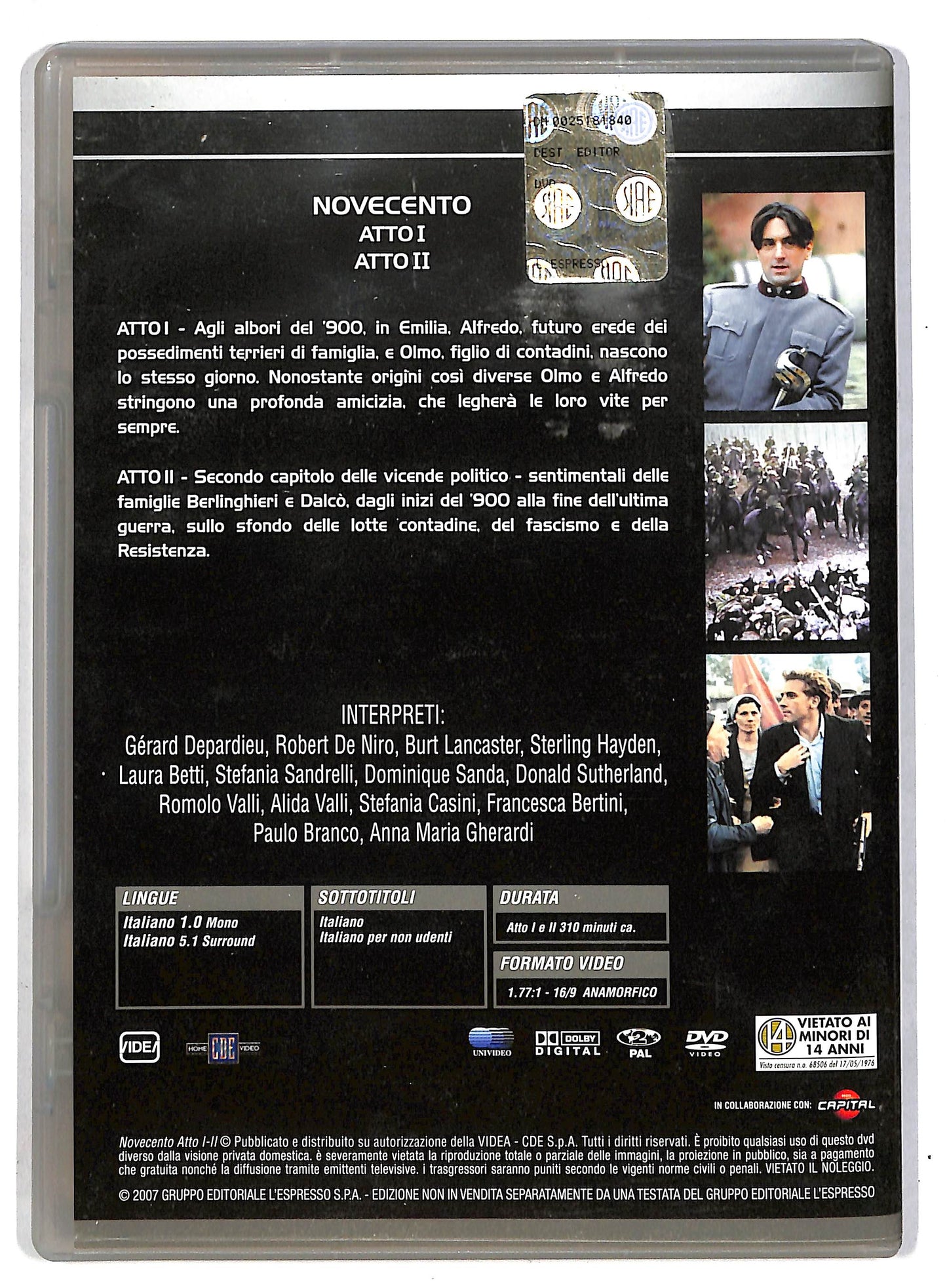 EBOND Novecento Atto I e Atto II EDITORIALE DVD D815141