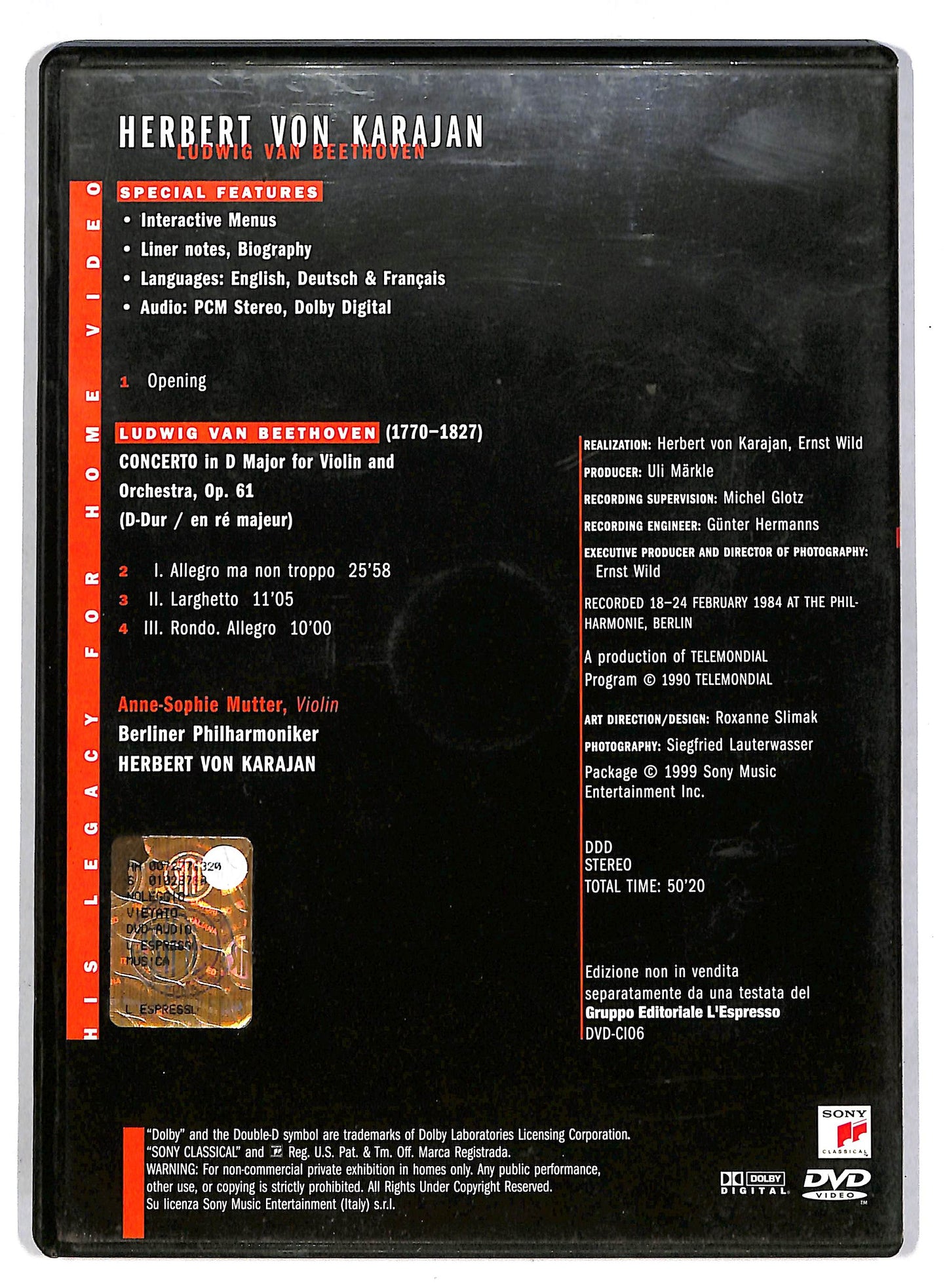 EBOND Beethoven violin concerto DVD D815153