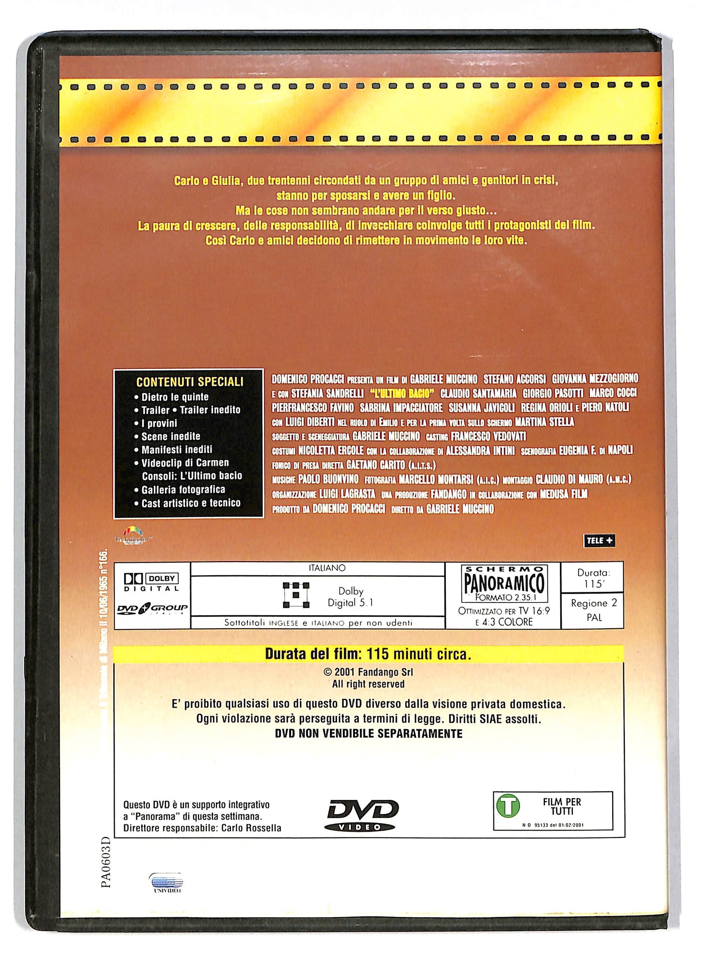 EBOND L'ultimo Bacio EDITORIALE DVD D818018