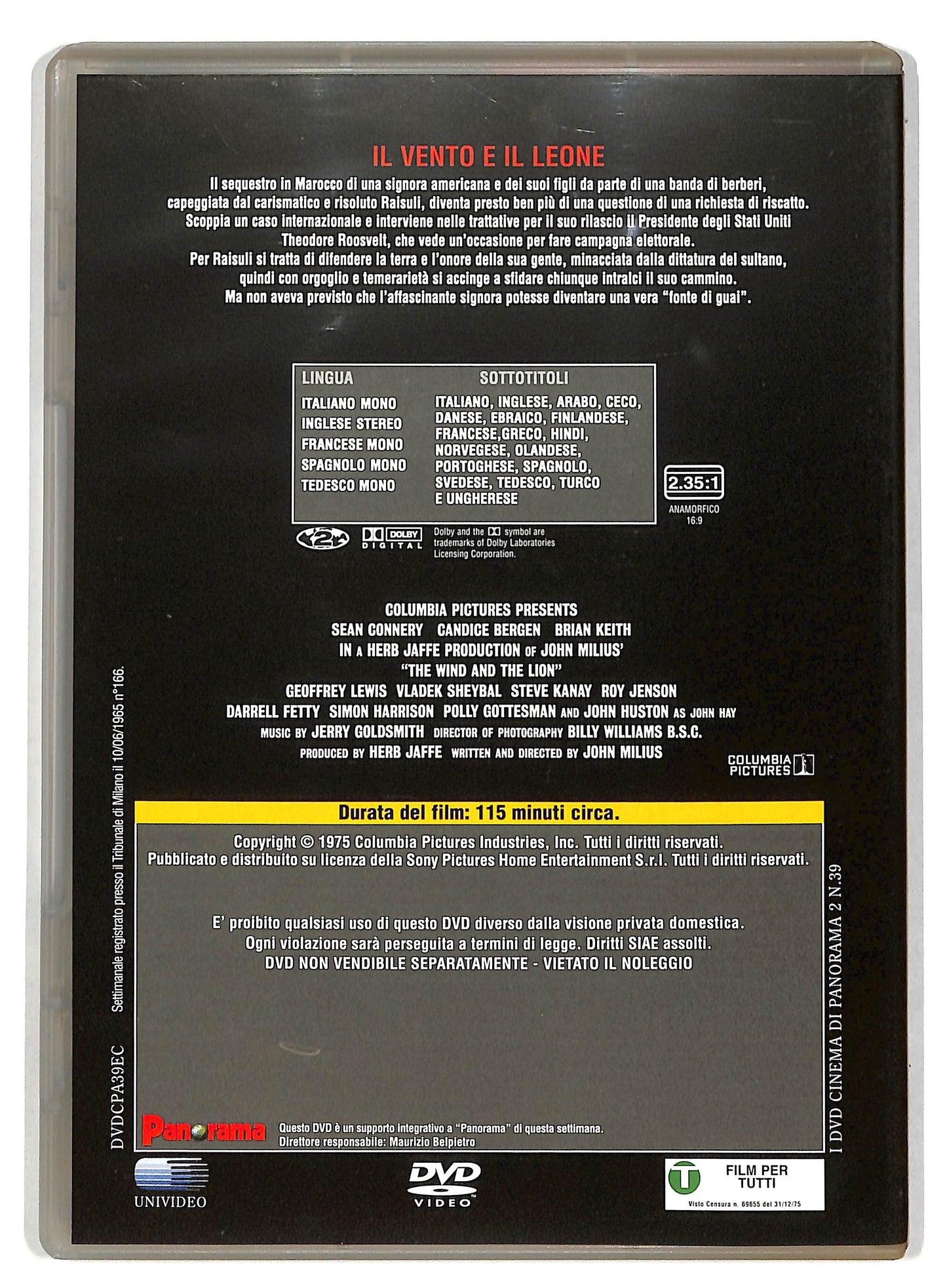 EBOND Il vento e il leone EDITORIALE DVD D819362