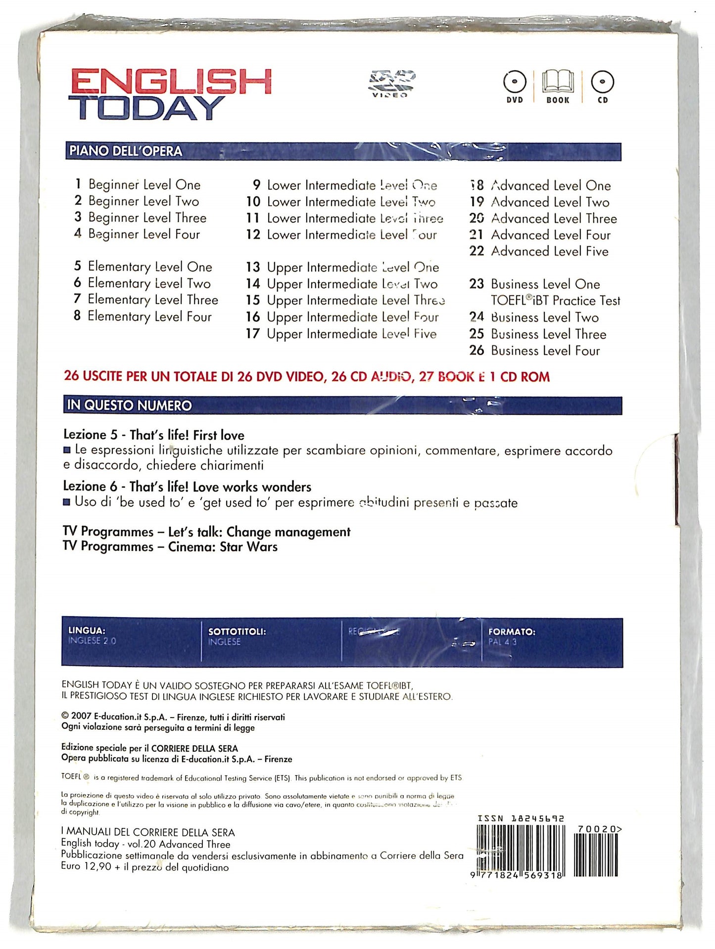 EBOND English today volume 20 EDITORIALE - libro + DVD D819820