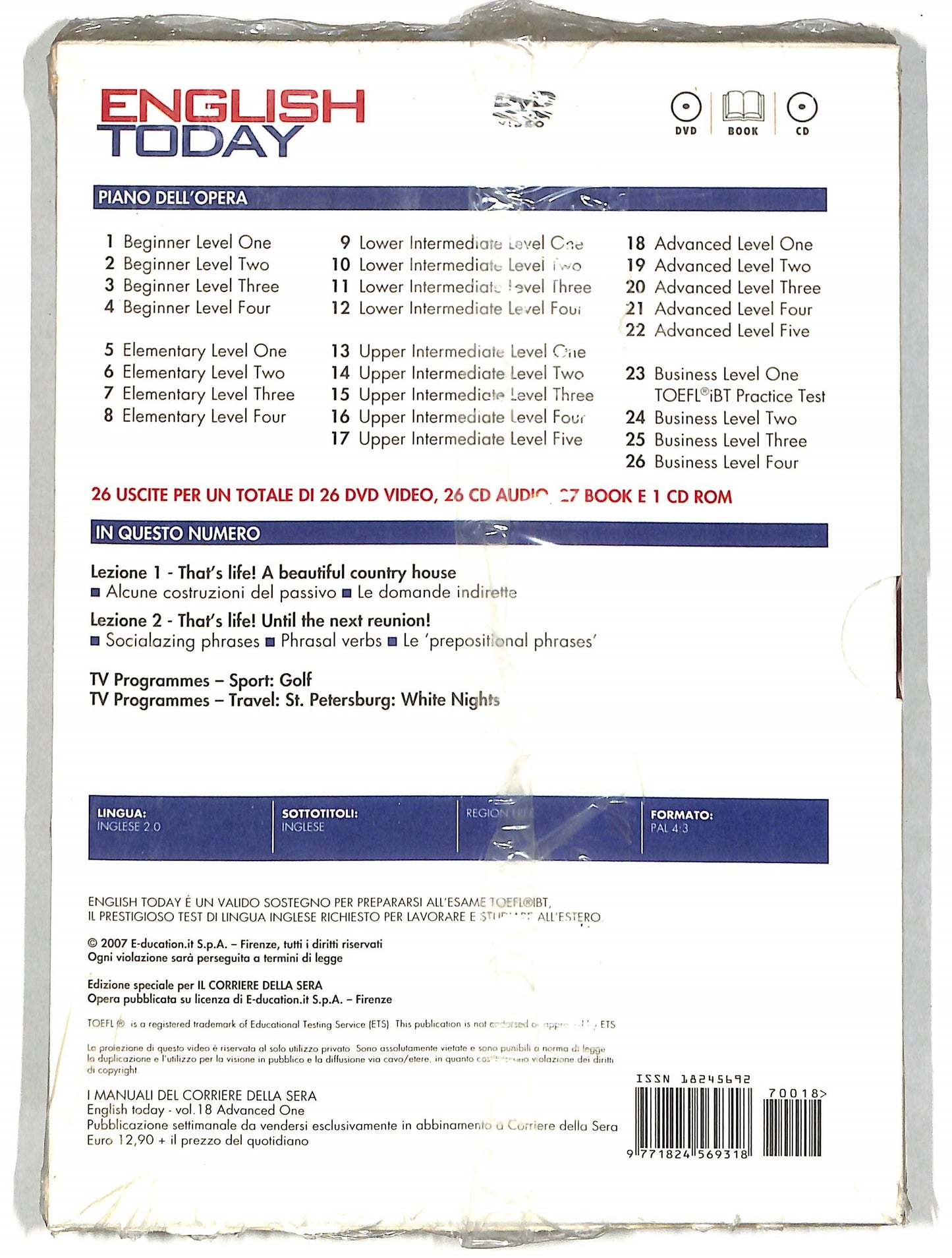 EBOND English Today Vol 18 EDITORIALE - libro +  DVD D819821