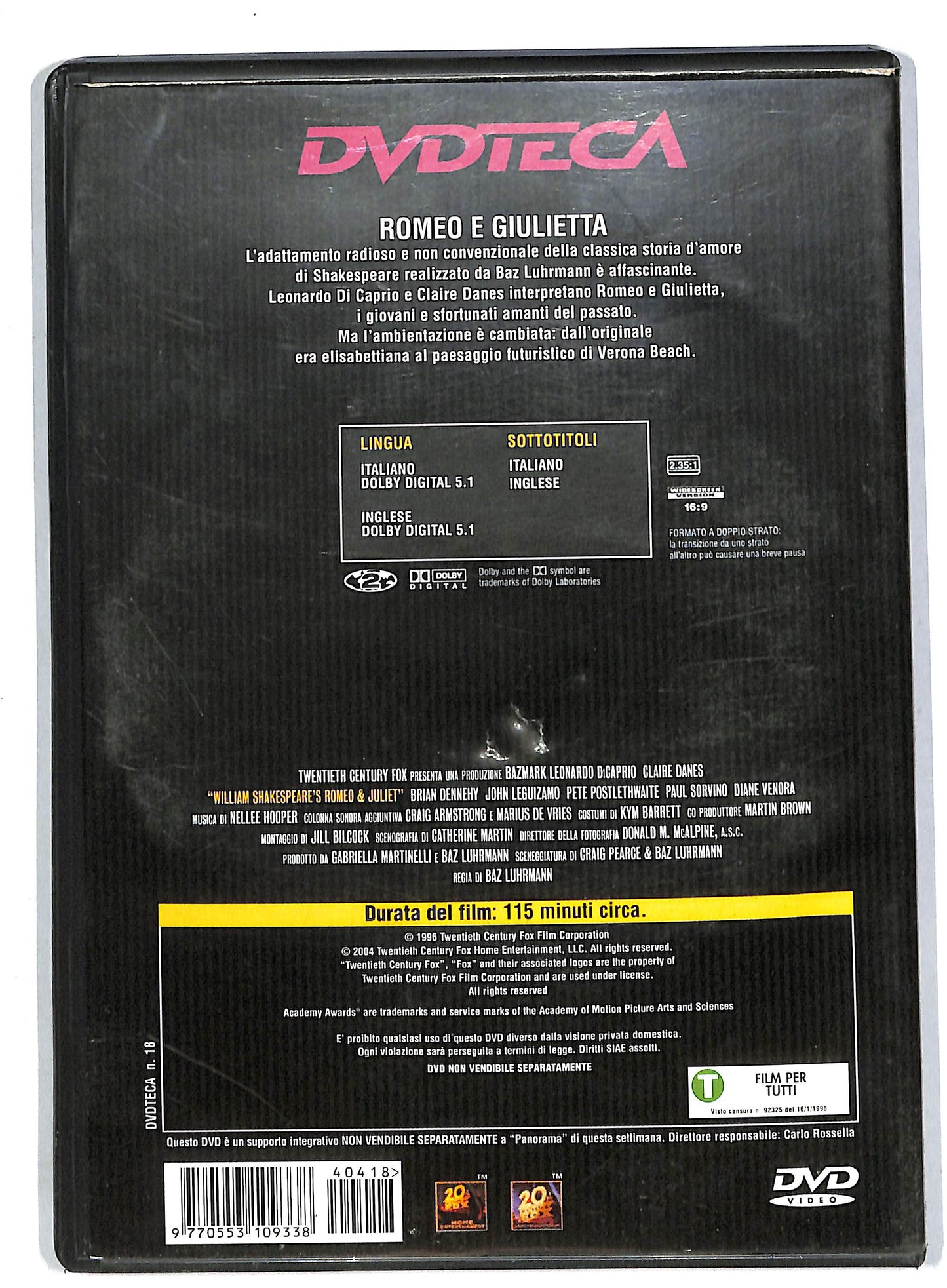 EBOND Romeo + Giulietta di William Shakespeare EDITORIALE DVD DB555661