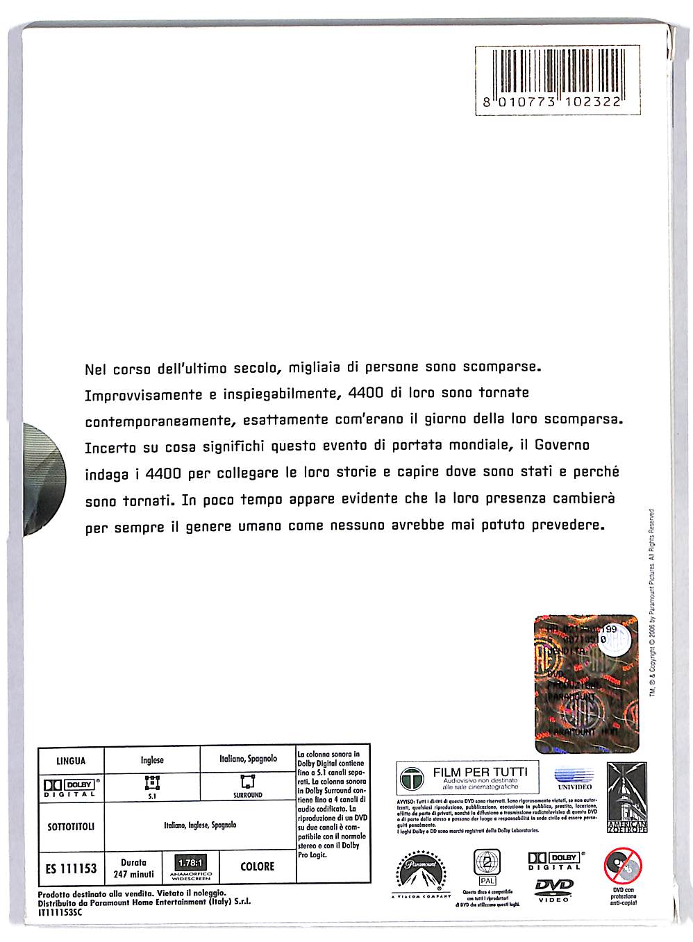 EBOND The 4400 - La Prima Stagione Completa Slipcase DVD DB558409