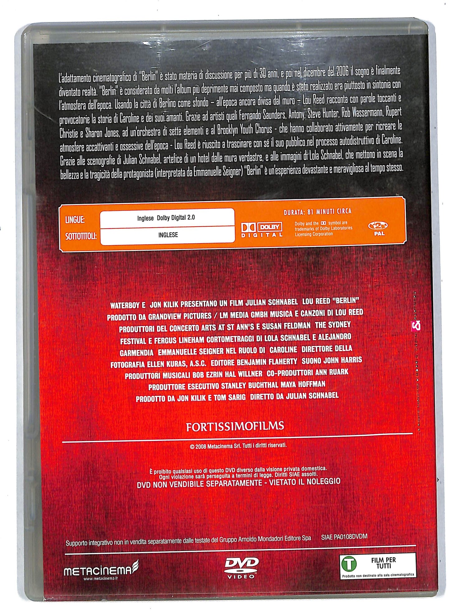 EBOND Lou reed's berlin EDITORIALE DVD DB566320