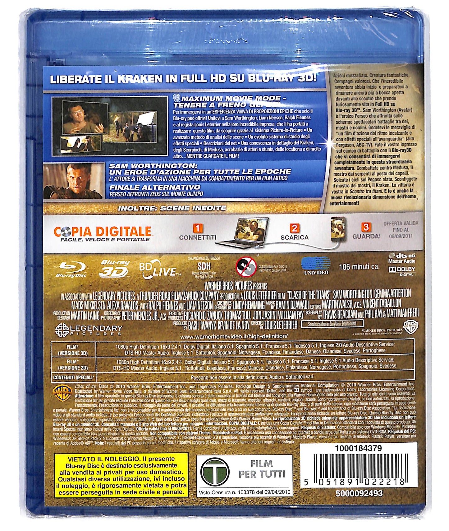 EBOND Scontro Tra Titani BLURAY 3d +  BLURAY + Copia Digitale BLURAY DB567324