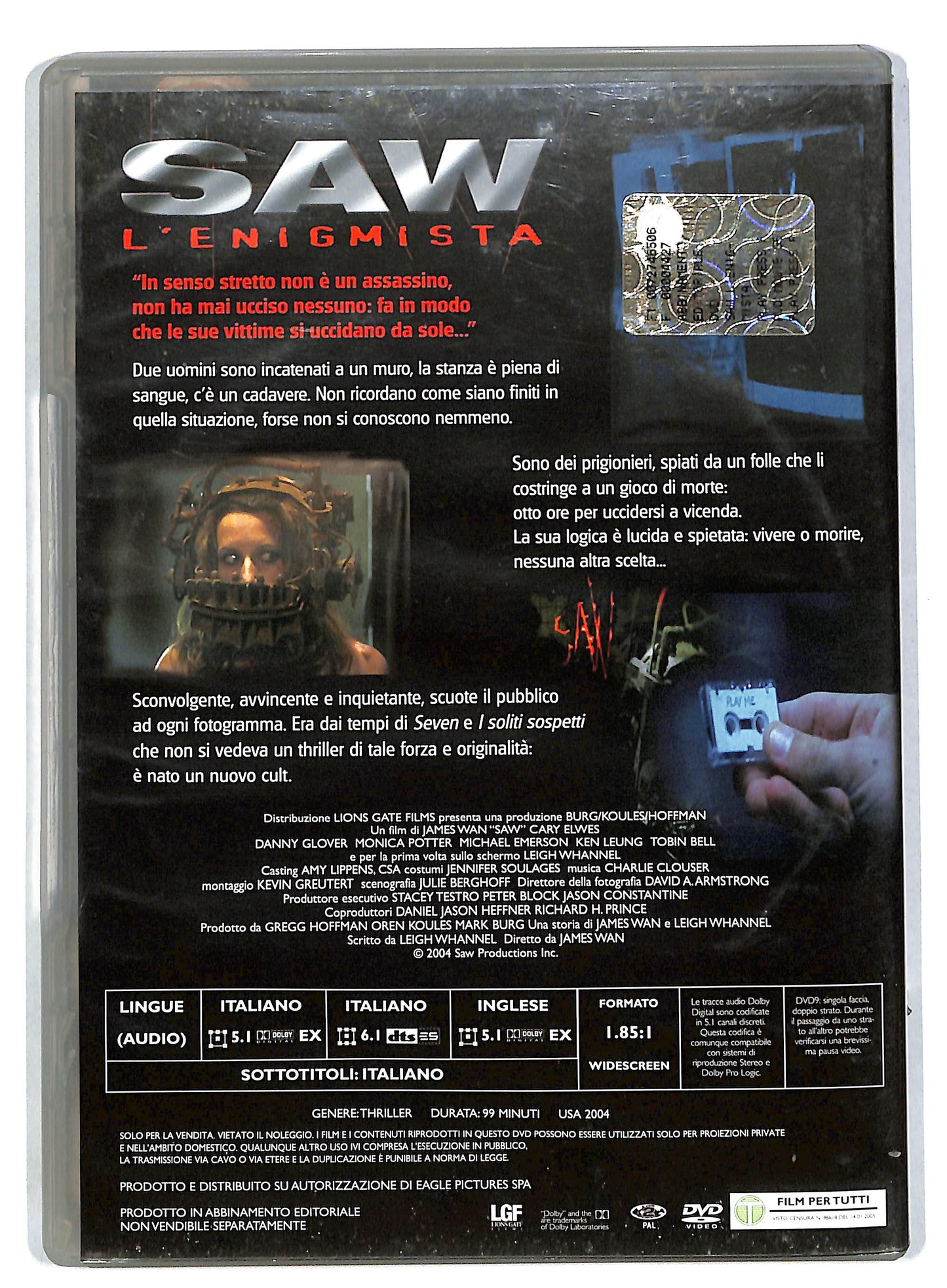 EBOND Saw - L'enigmista EDITORIALE DVD DB567907