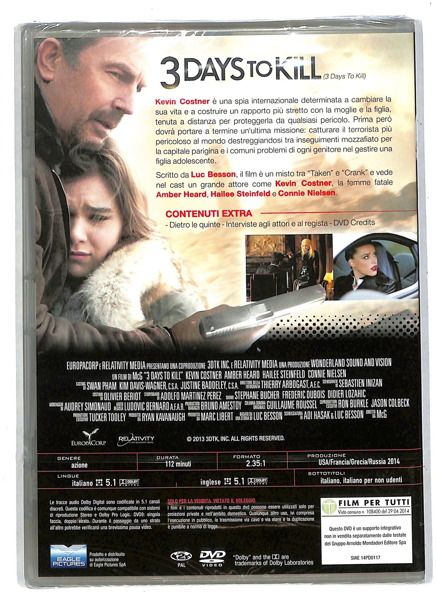 EBOND 3 Days to Kill EDITORIALE DVD DB570827