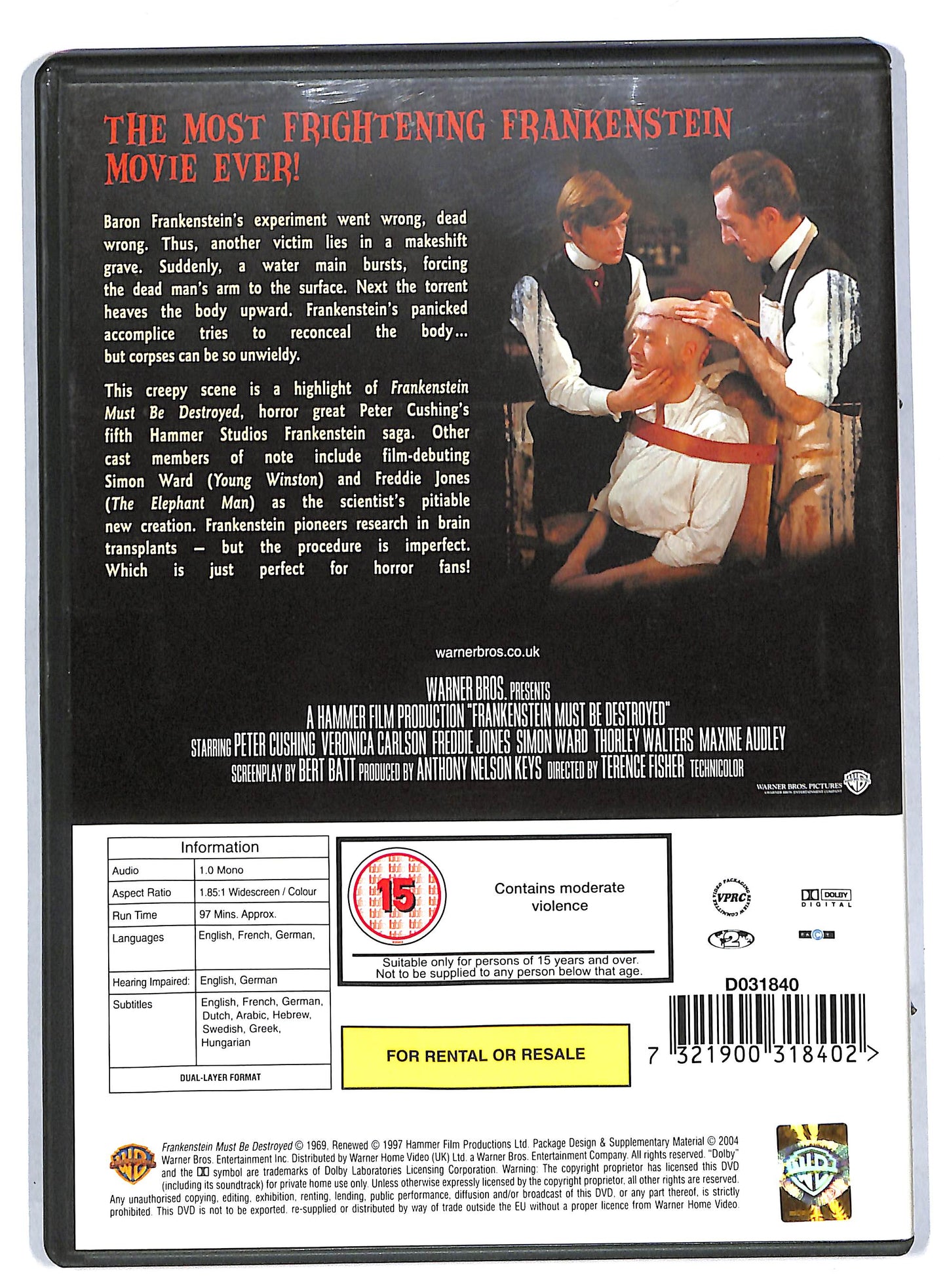 EBOND Frankenstein Must Be Destroyed EDIZIONE UK DVD DB571361