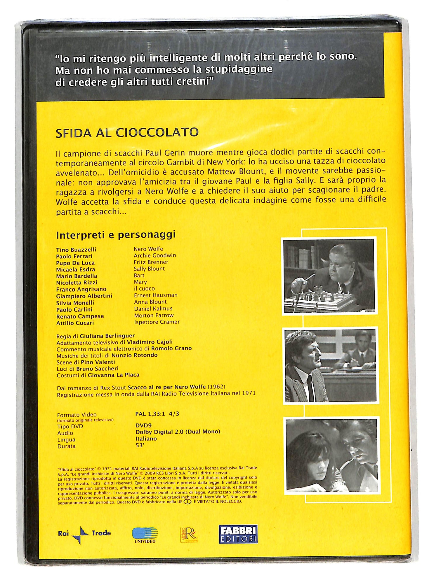 EBOND Nero wolfe - sfida al cioccolato 1° puntata EDITORIALE DVD DB579821