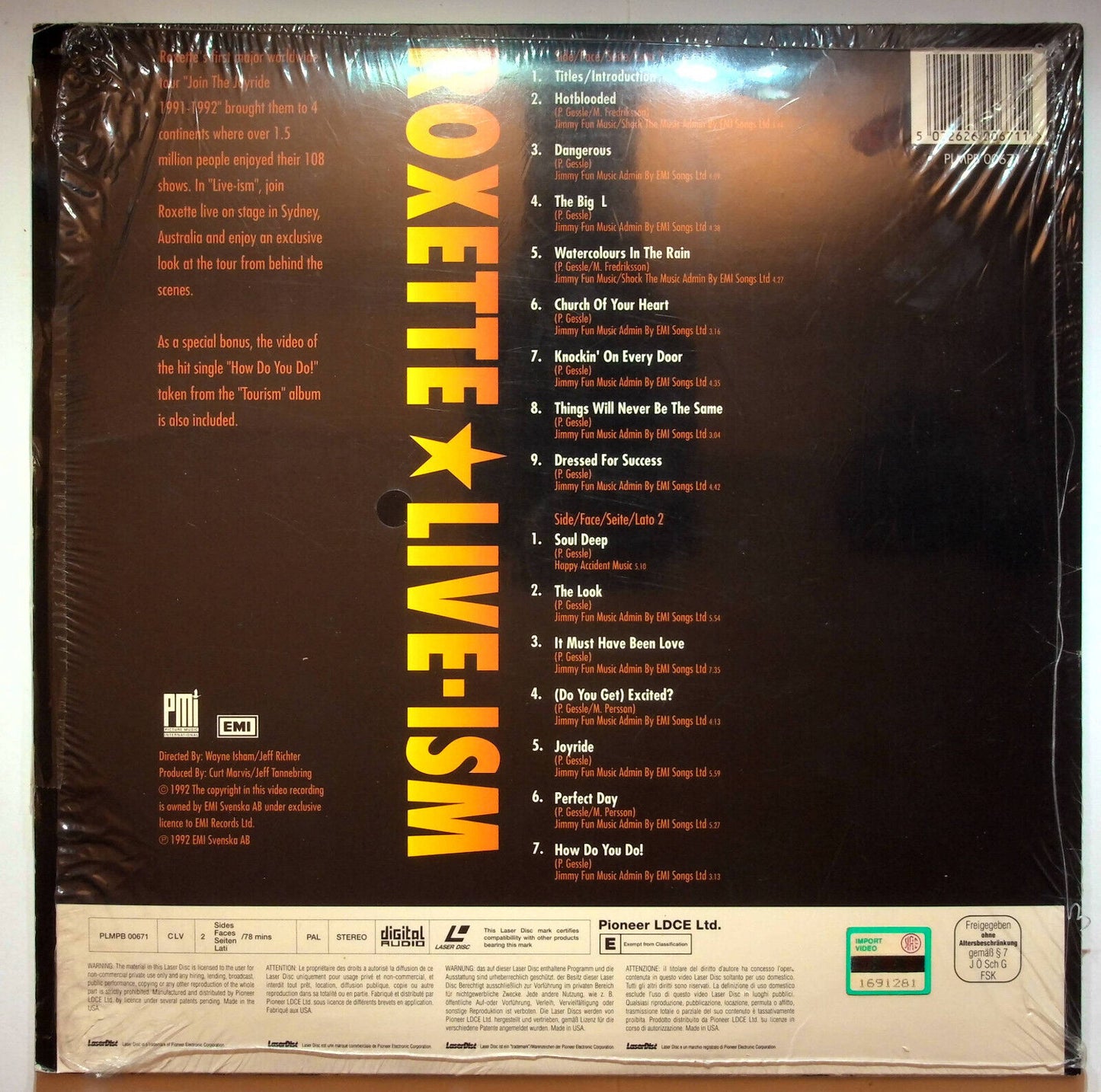 EBOND Roxette Live Ism - Laser Disc Pal