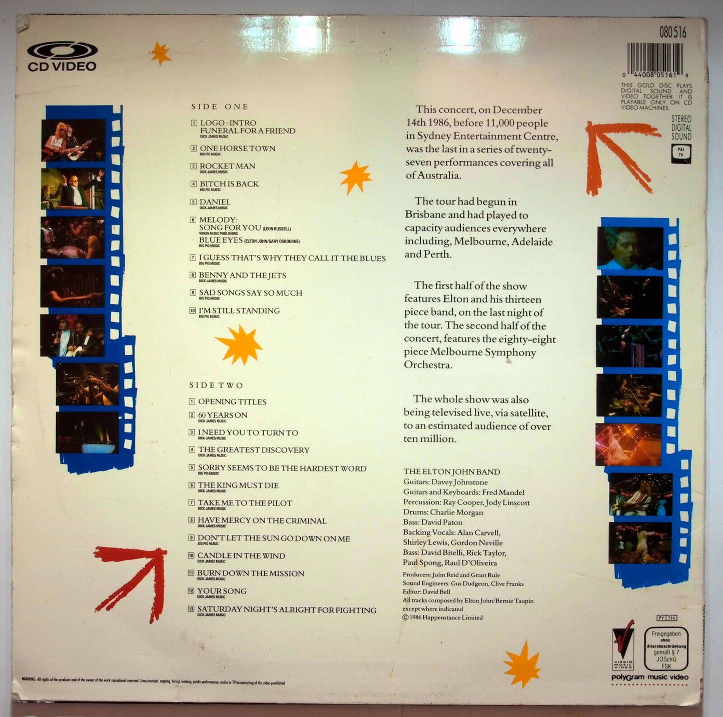 EBOND Tour De Force Elton John Live In Australia - Laser Disc CD Video Pal