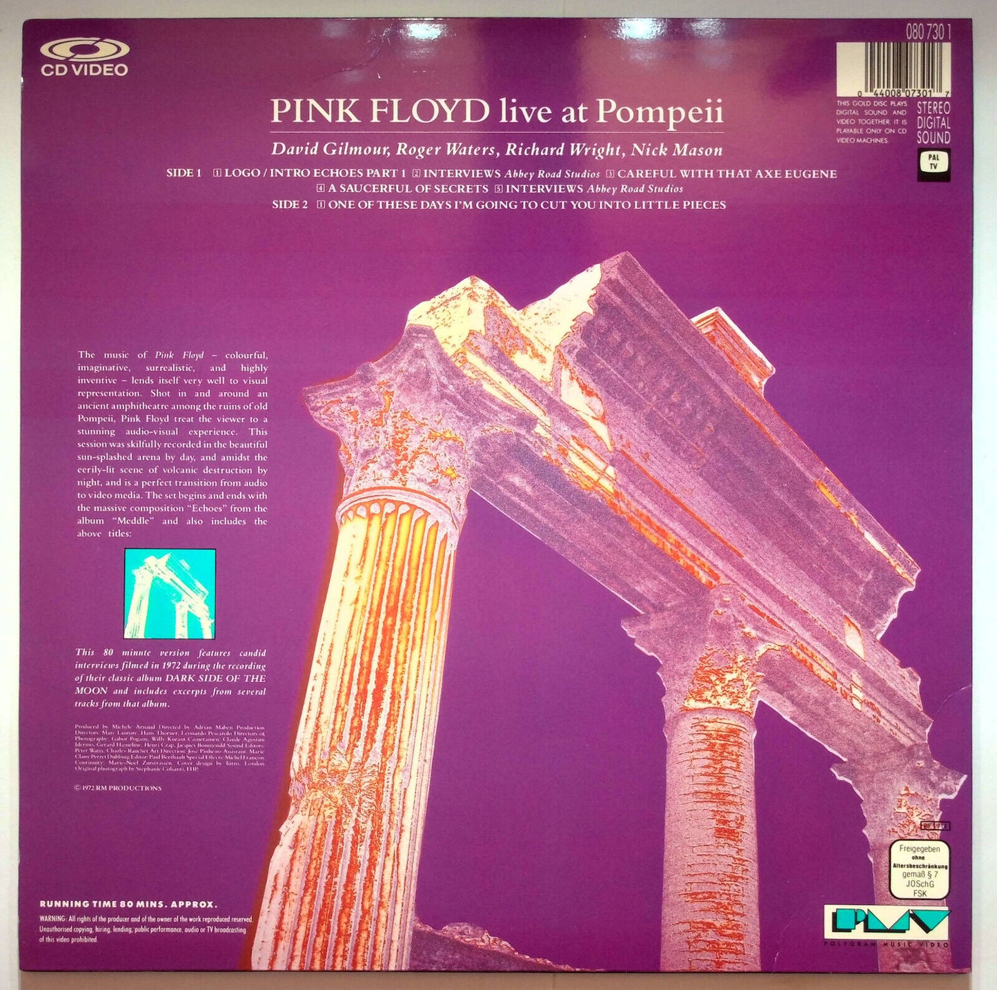 EBOND Pink Floyd Live At Pompeii - Laser Disc CD Video Pal