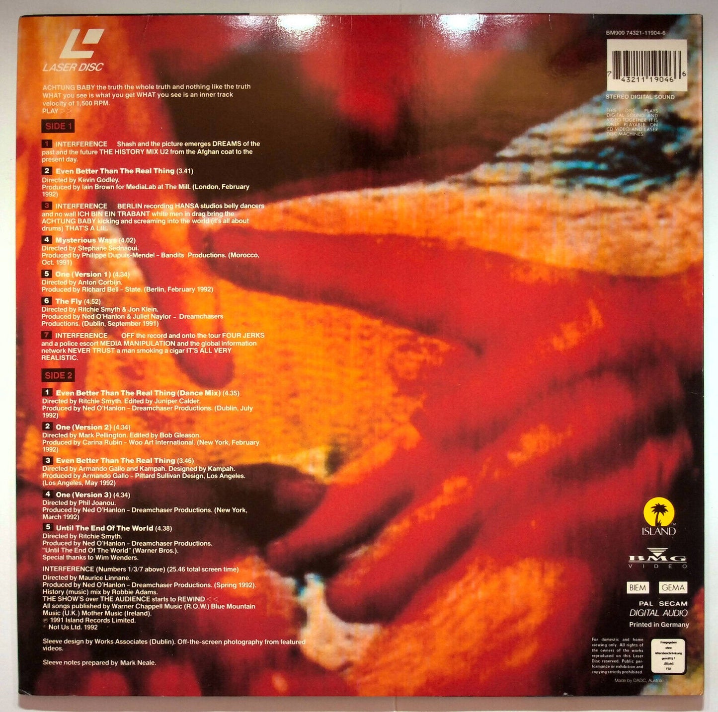 EBOND U2 Achtung Baby  - Laser Disc Pal