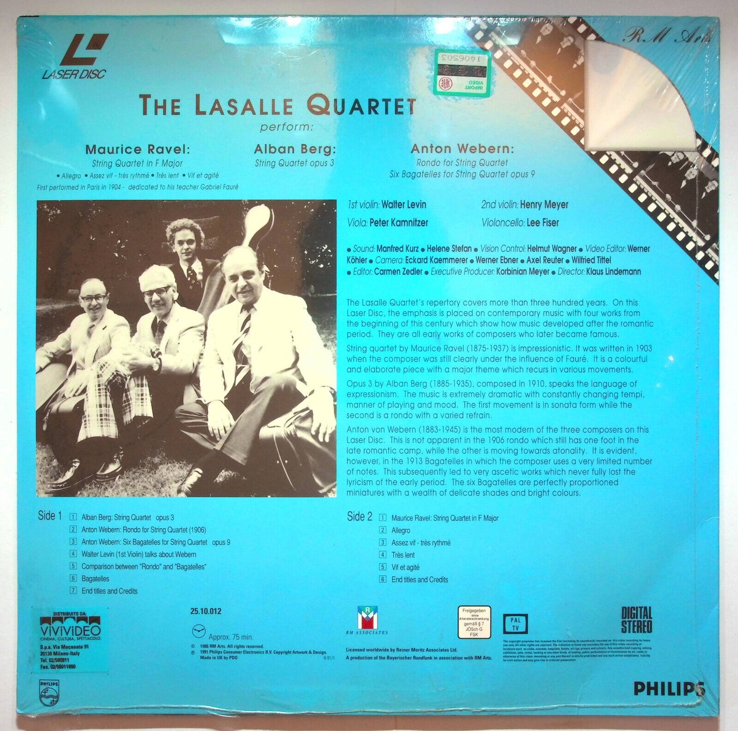 EBOND The Lasalle Quartet Perform: Maurice R., Alban B., Anton W. Laser Disc Pal