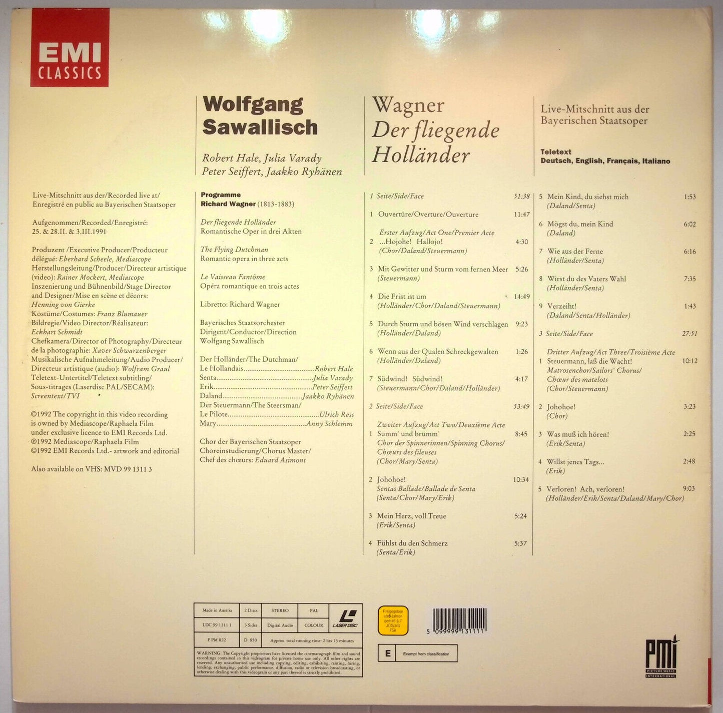 EBOND Wolfgang Sawallisch - Wagner Der Fliegende Hollander - Laser Disc Pal