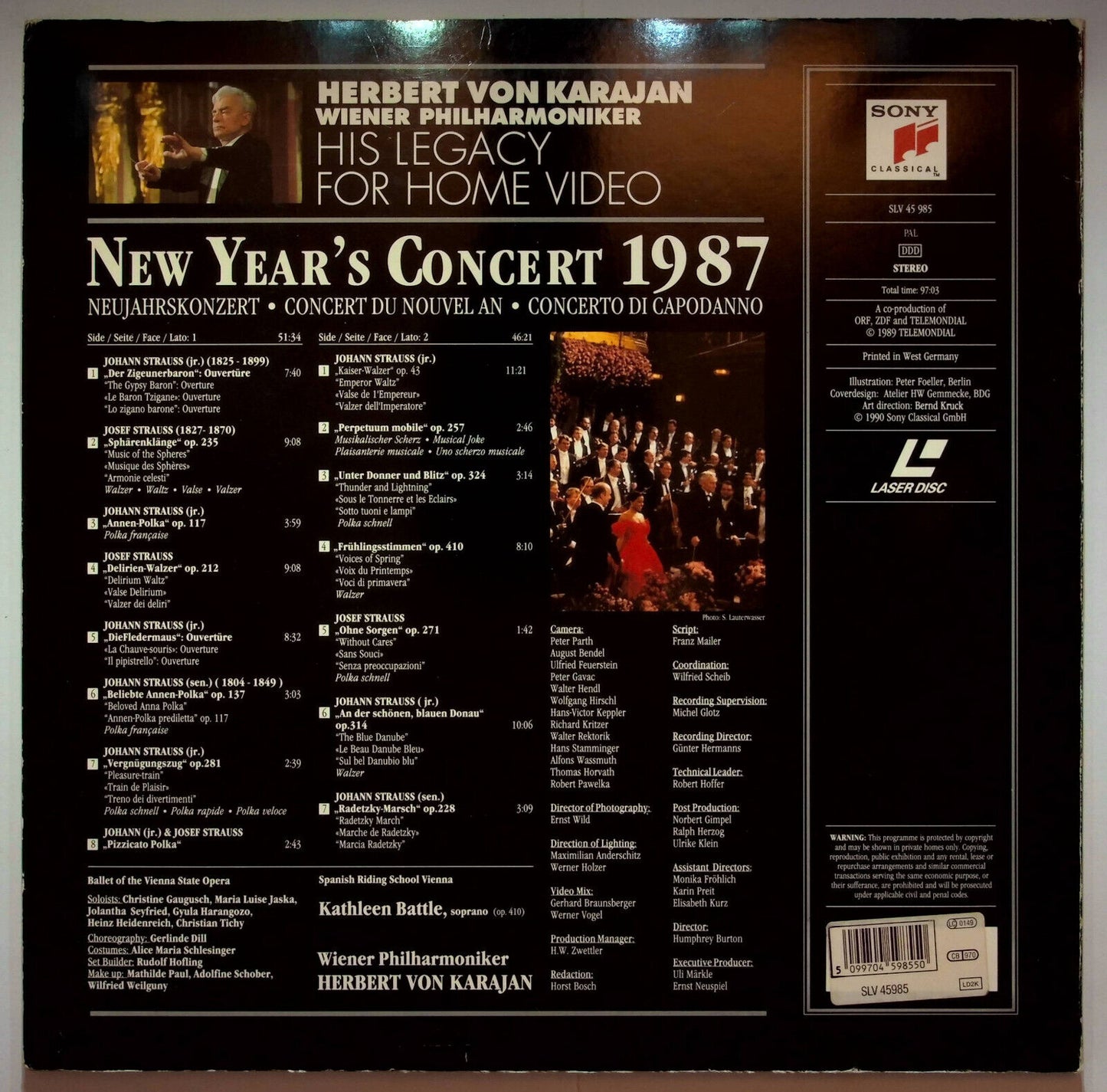 EBOND New Year's Concert Vienna 1987 - Herbert Von Karajan  - Laser Disc Pal