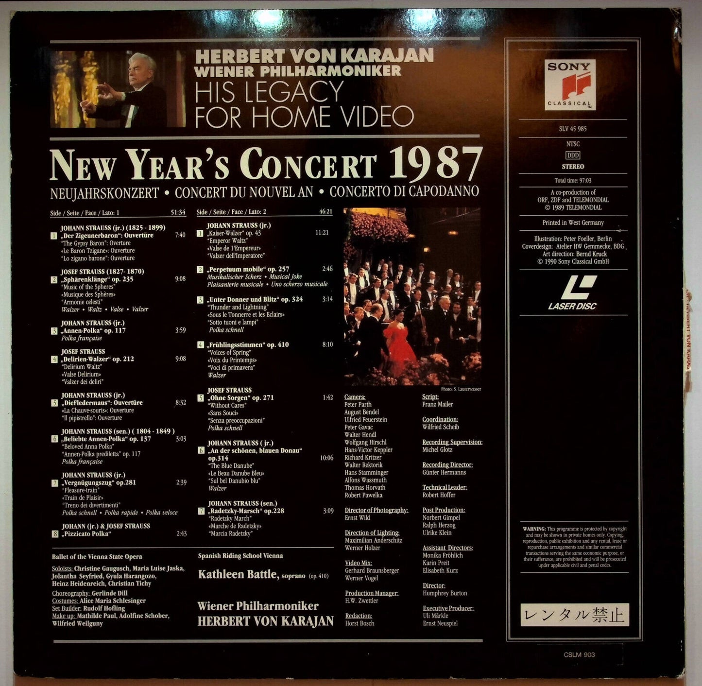 EBOND New Year's Concert Vienna 1987 - Herbert Von Karajan  - Laser Disc Ntsc