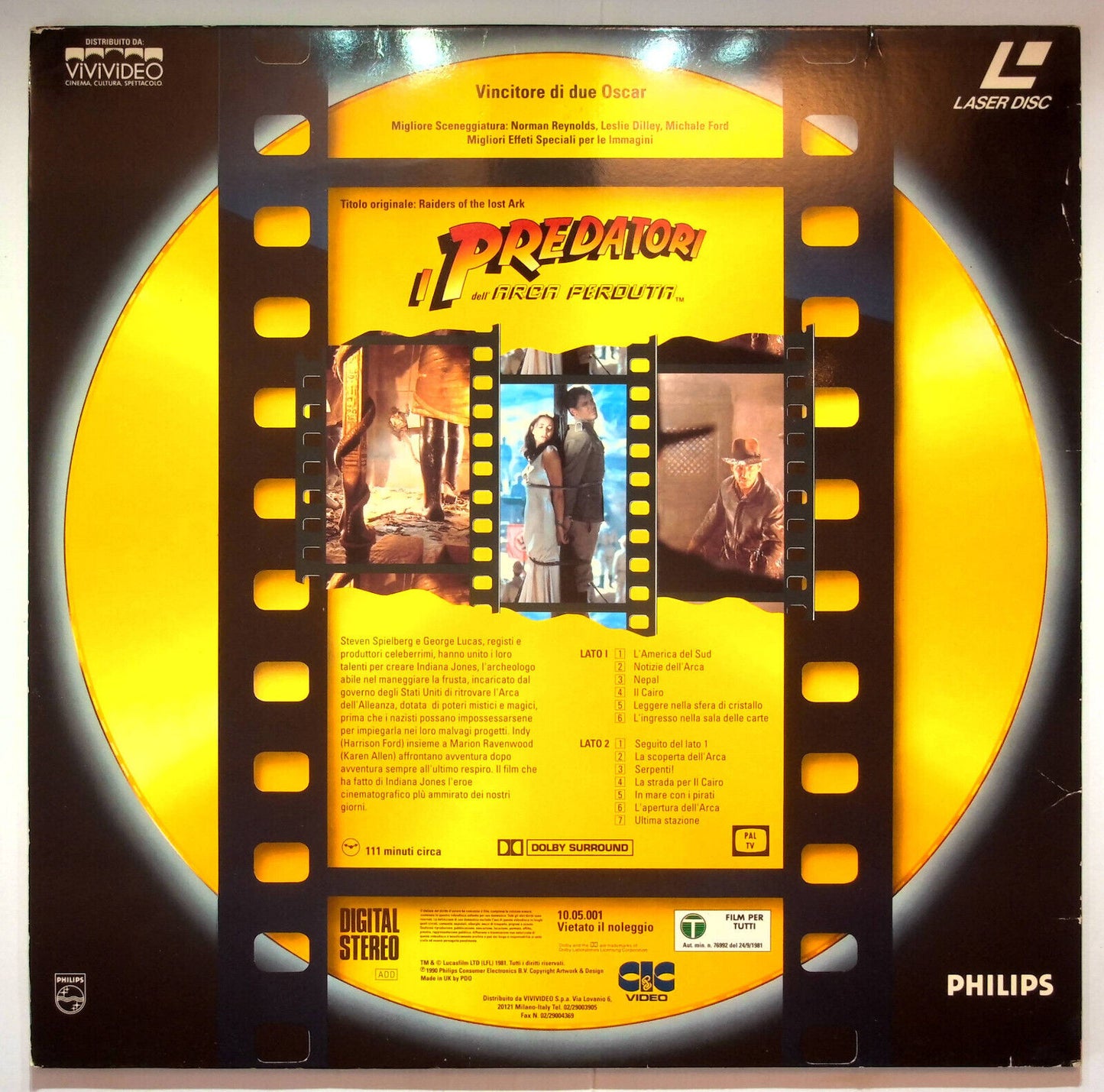 EBOND I Predatori Dell'arca Perduta - Laser Disc Pal