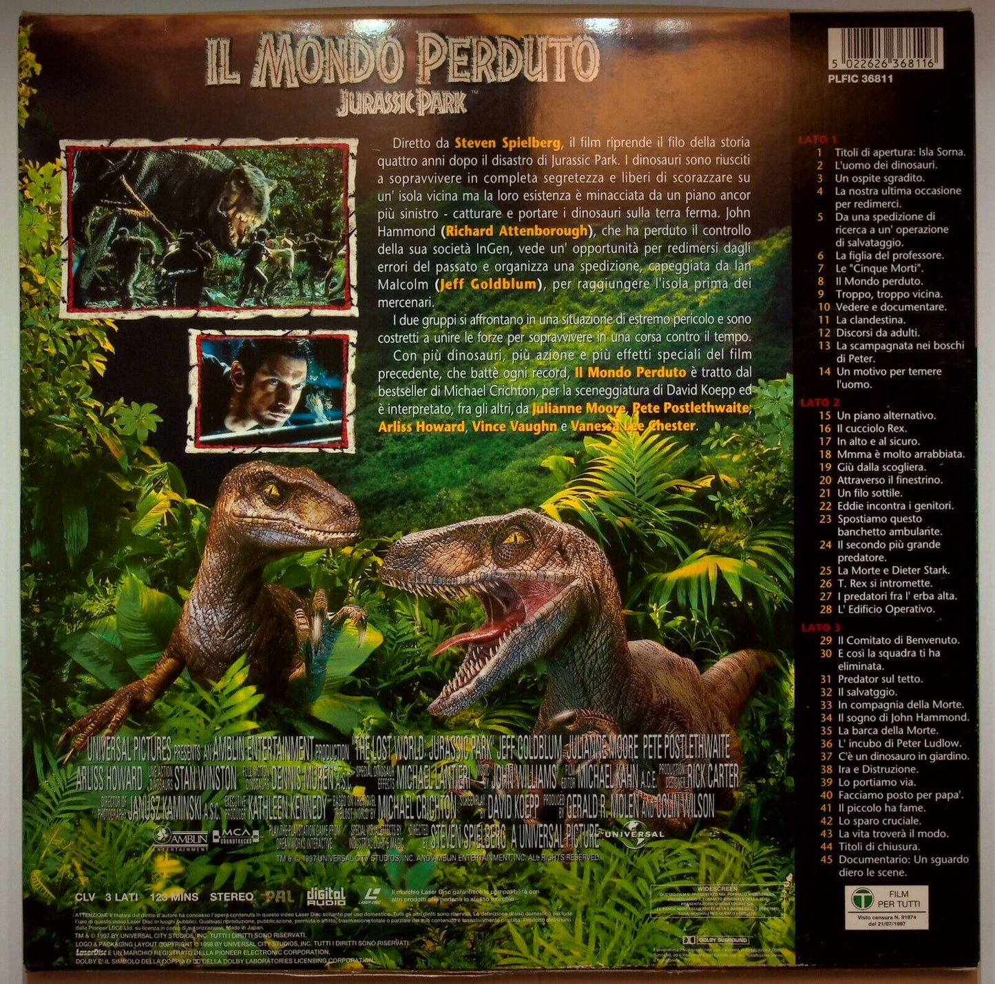 EBOND Il Mondo Perduto - Jurassic Park - Laser Disc Pal