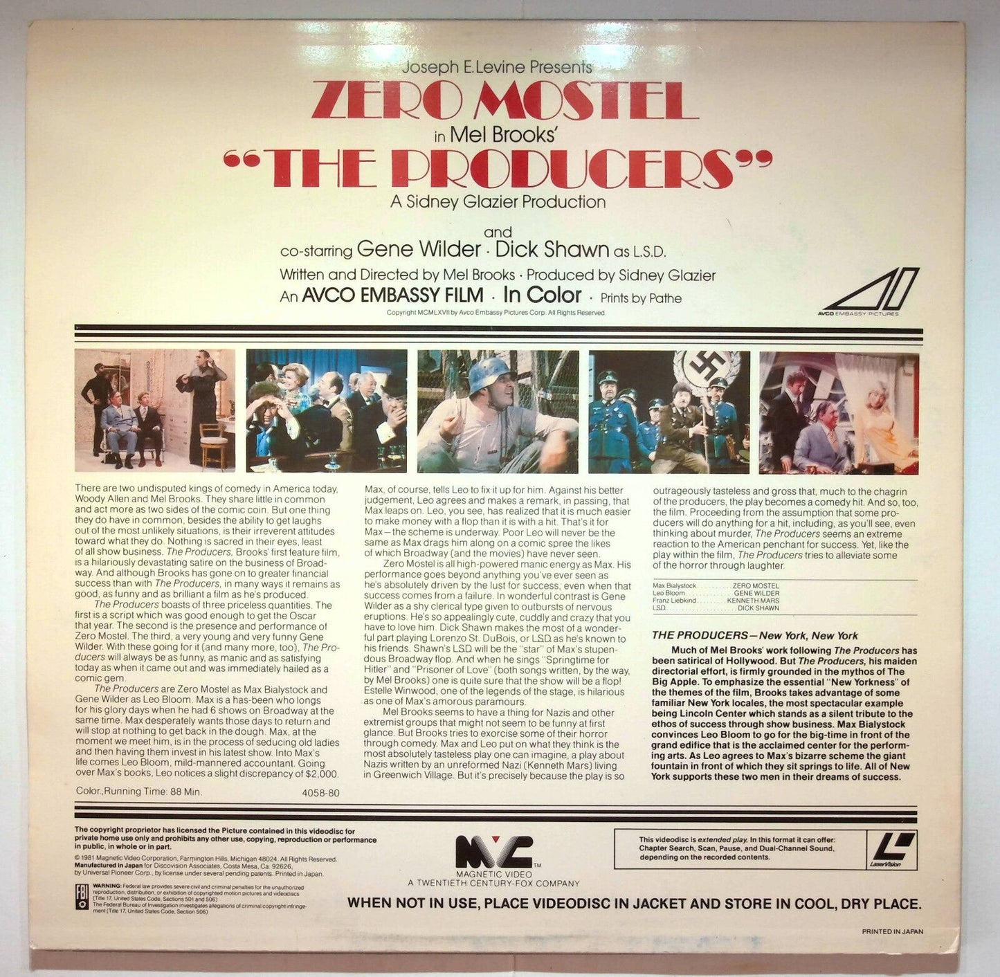 EBOND The Producers - Laser Disc Ntsc