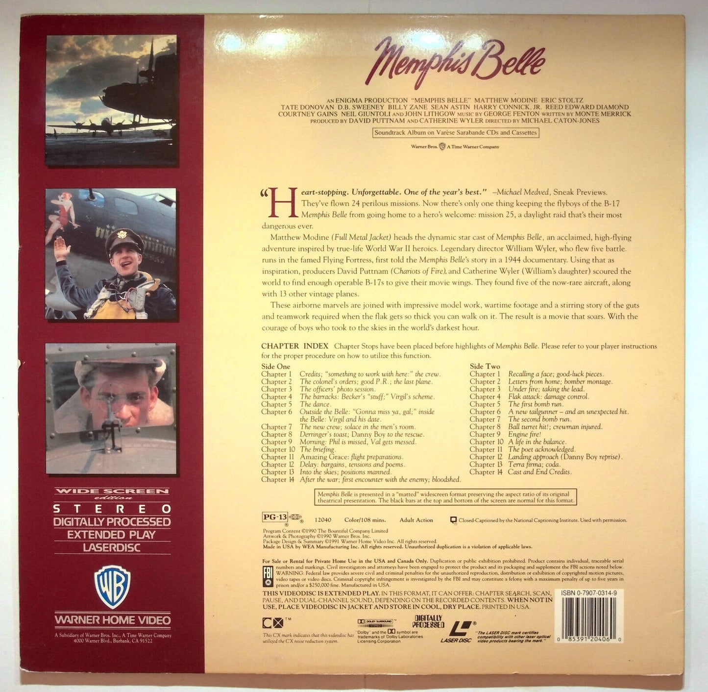 EBOND Memphis Belle - Laser Disc Ntsc