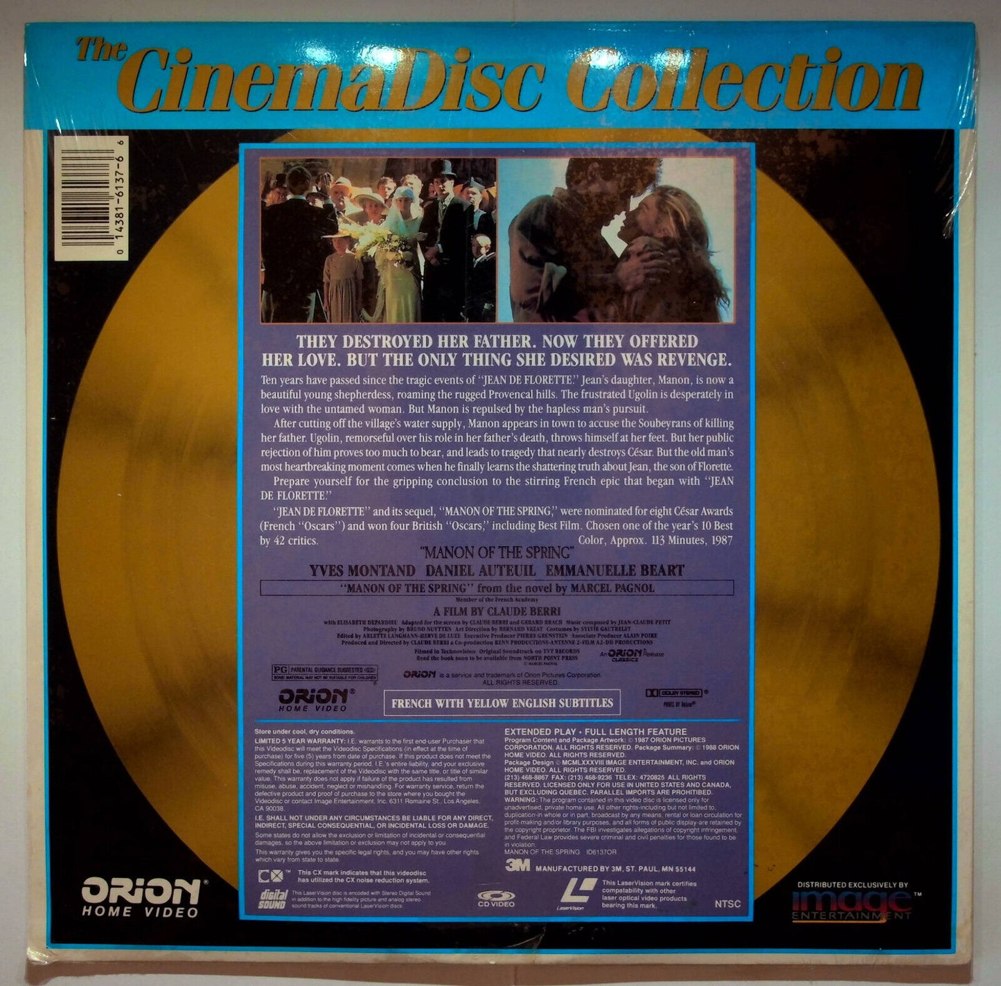 EBOND Manon Of The Spring - Laser Disc Ntsc