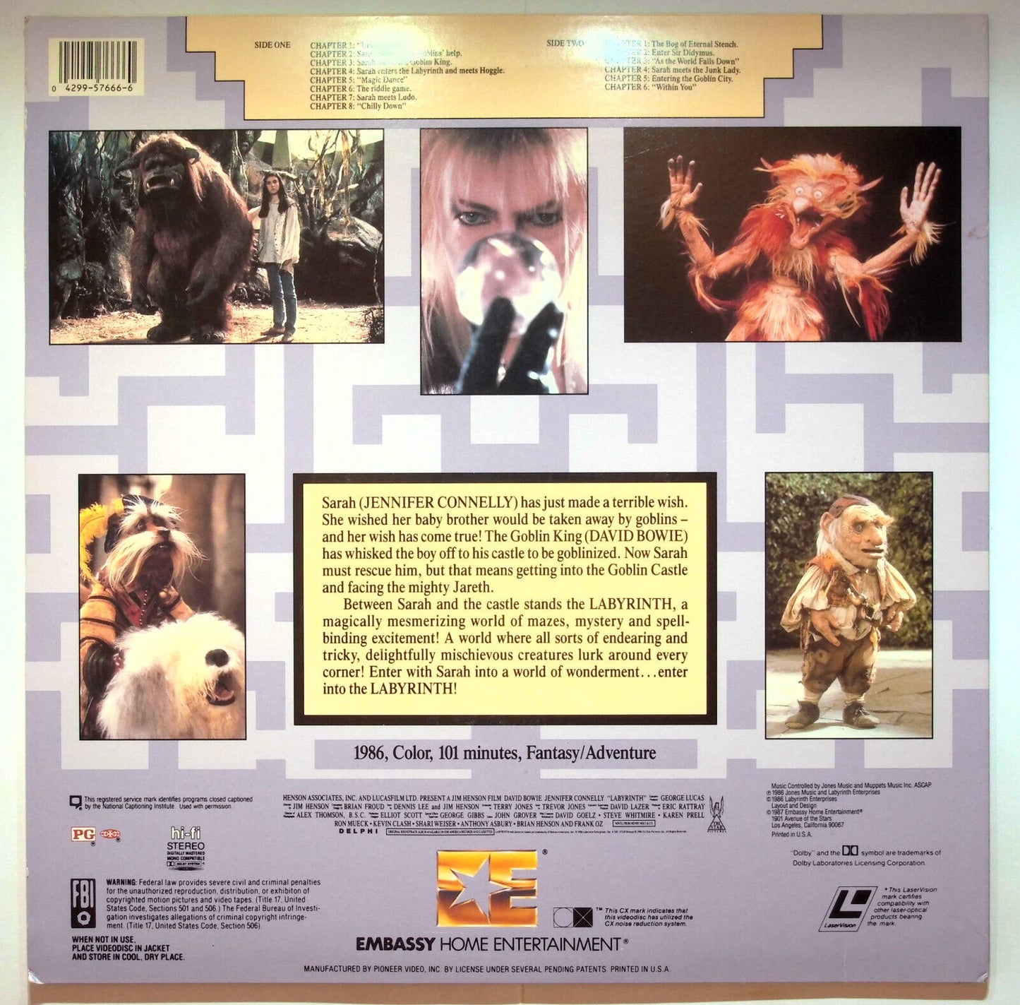 EBOND Labyrinth - Laser Disc Ntsc