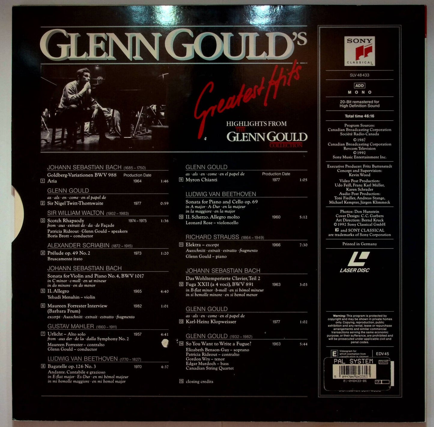 EBOND Glenn Gould's Gretest Hits - Laser Disc Pal