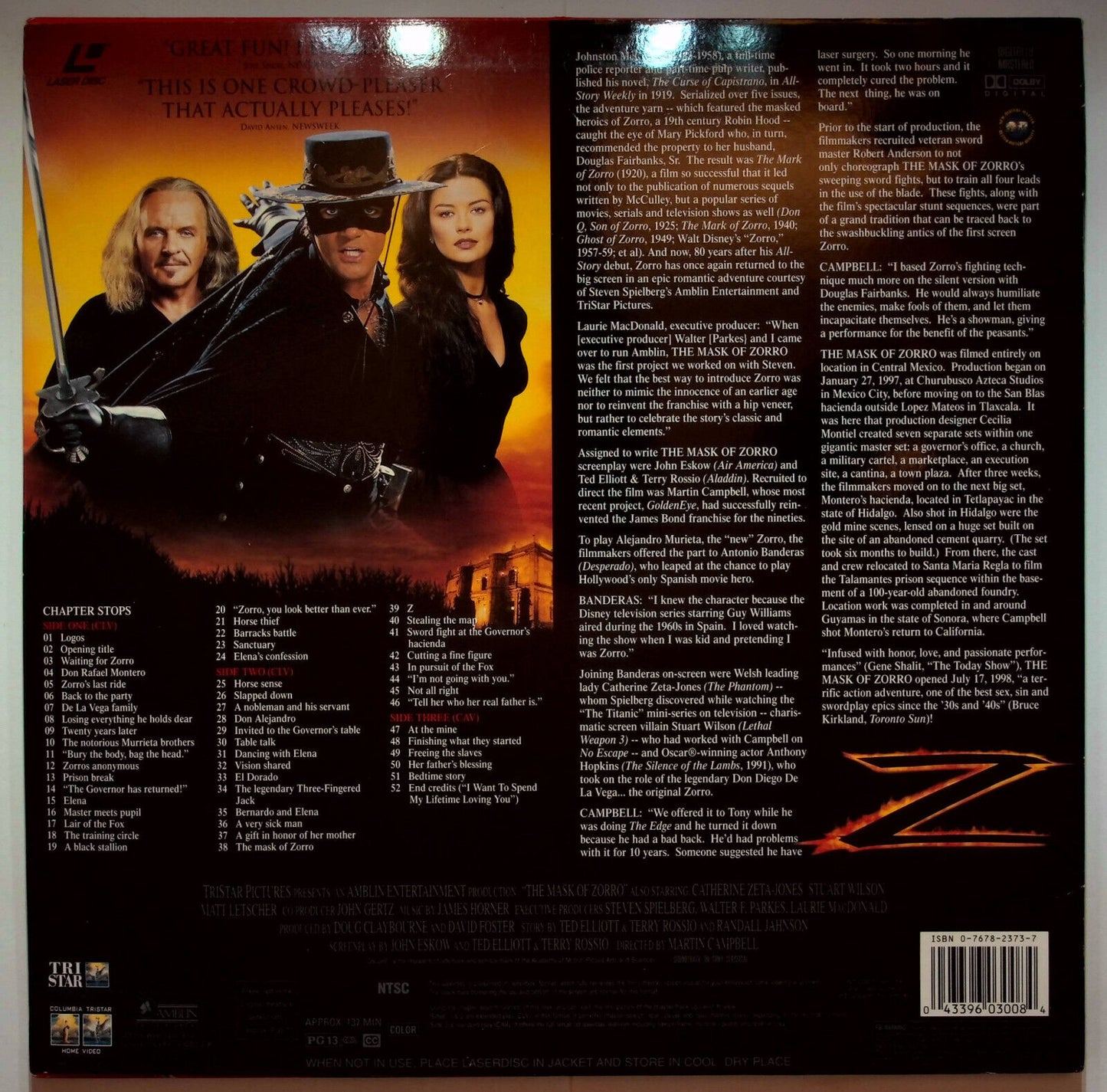 EBOND The Mask Of Zorro - Laser Disc Ntsc