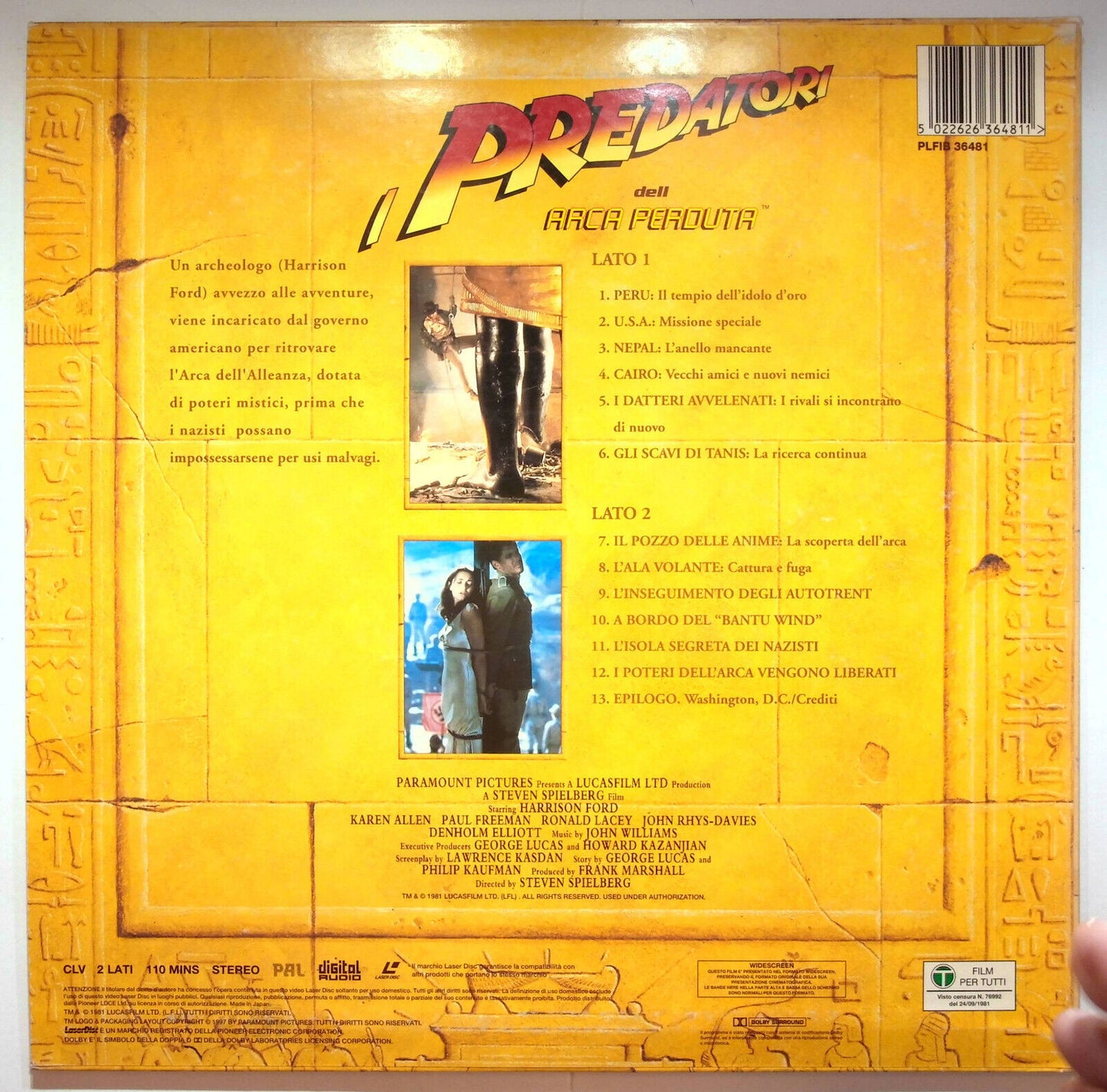 EBOND I Predatori Dell'arca Perduta - Laser Disc Pal