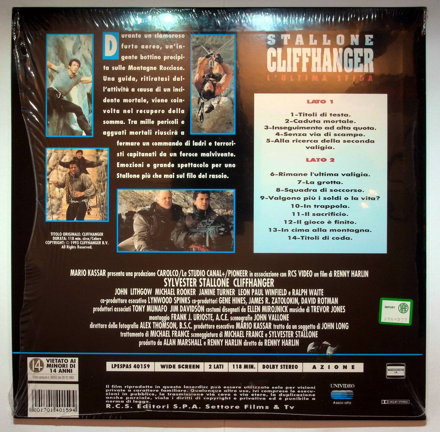 EBOND Cliffhanger - L'ultima Sfida - Laser Disc Pal