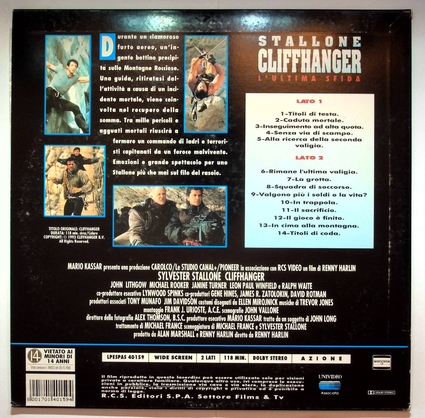 EBOND Cliffhanger - L'ultima Sfida - Laser Disc Pal