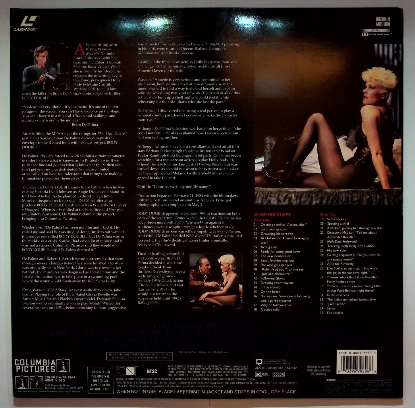 EBOND Body Double - Laser Disc Ntsc