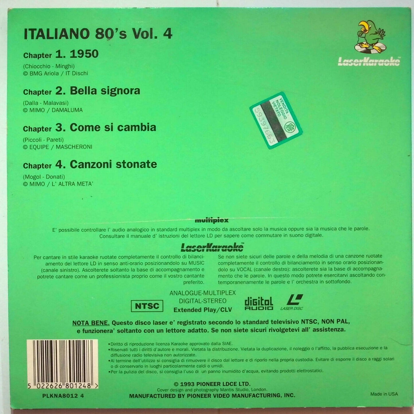 EBOND 80's Italiano Volume 4 Laserkaraoke - Laser Disc Ntsc