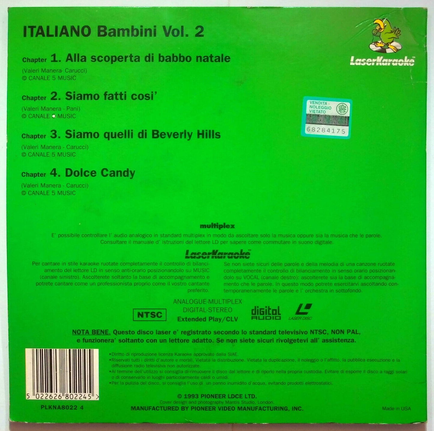 EBOND Bambini Italiano Volume 2 Laserkaraoke - Laser Disc Ntsc