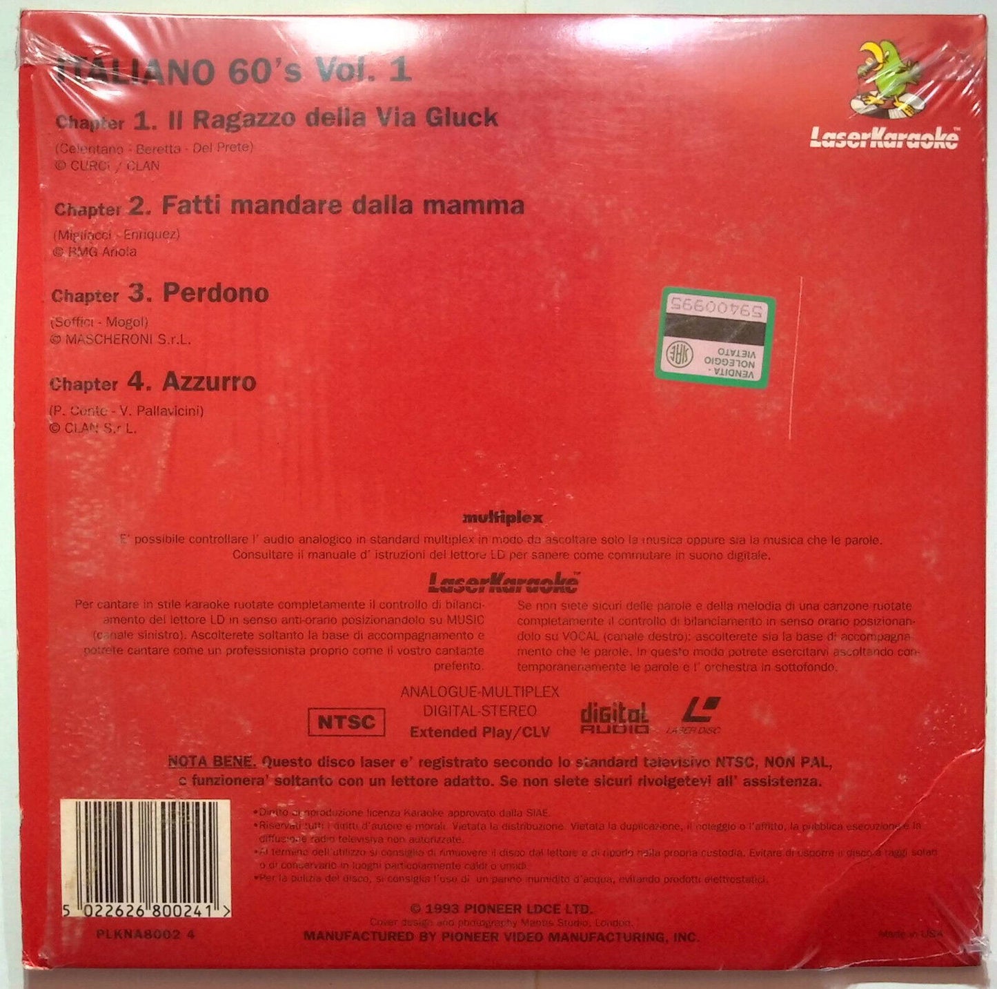 EBOND 60's Italiano Volume 1 Laserkaraoke - Laser Disc Ntsc