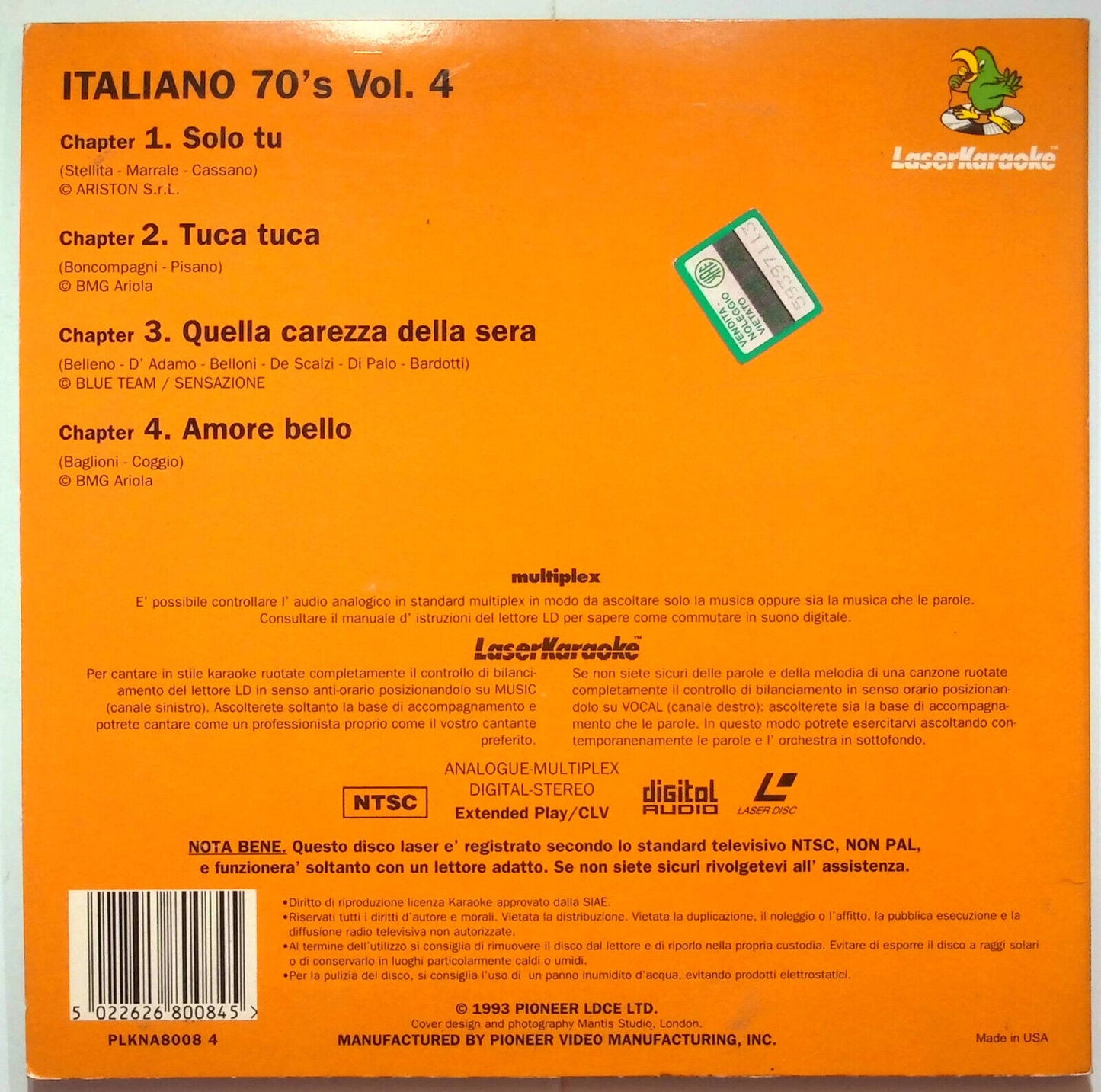 EBOND 70's Italiano Volume 4 Laserkaraoke - Laser Disc Ntsc