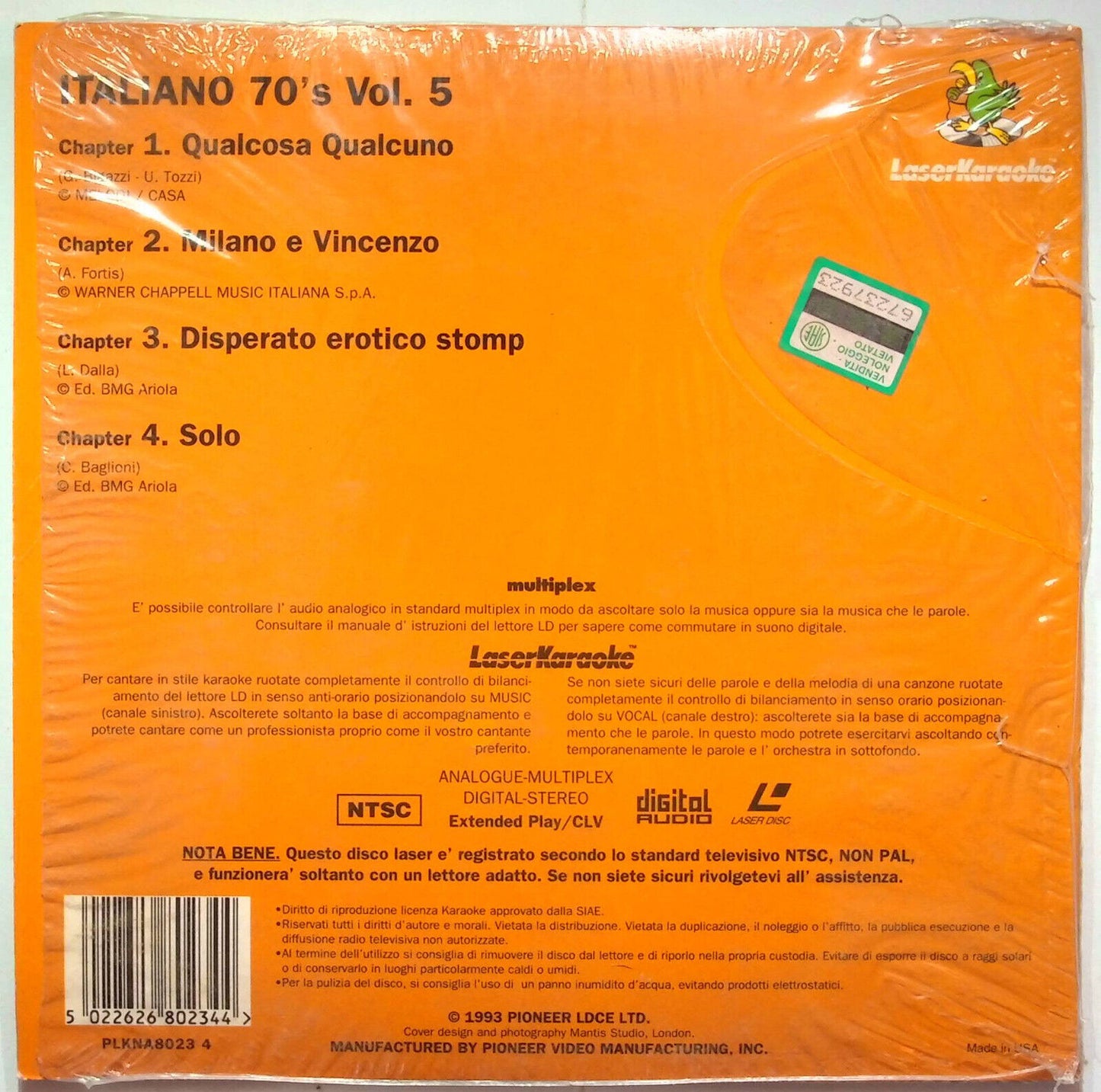 EBOND 70's Italiano Volume 5 Laserkaraoke - Laser Disc Ntsc